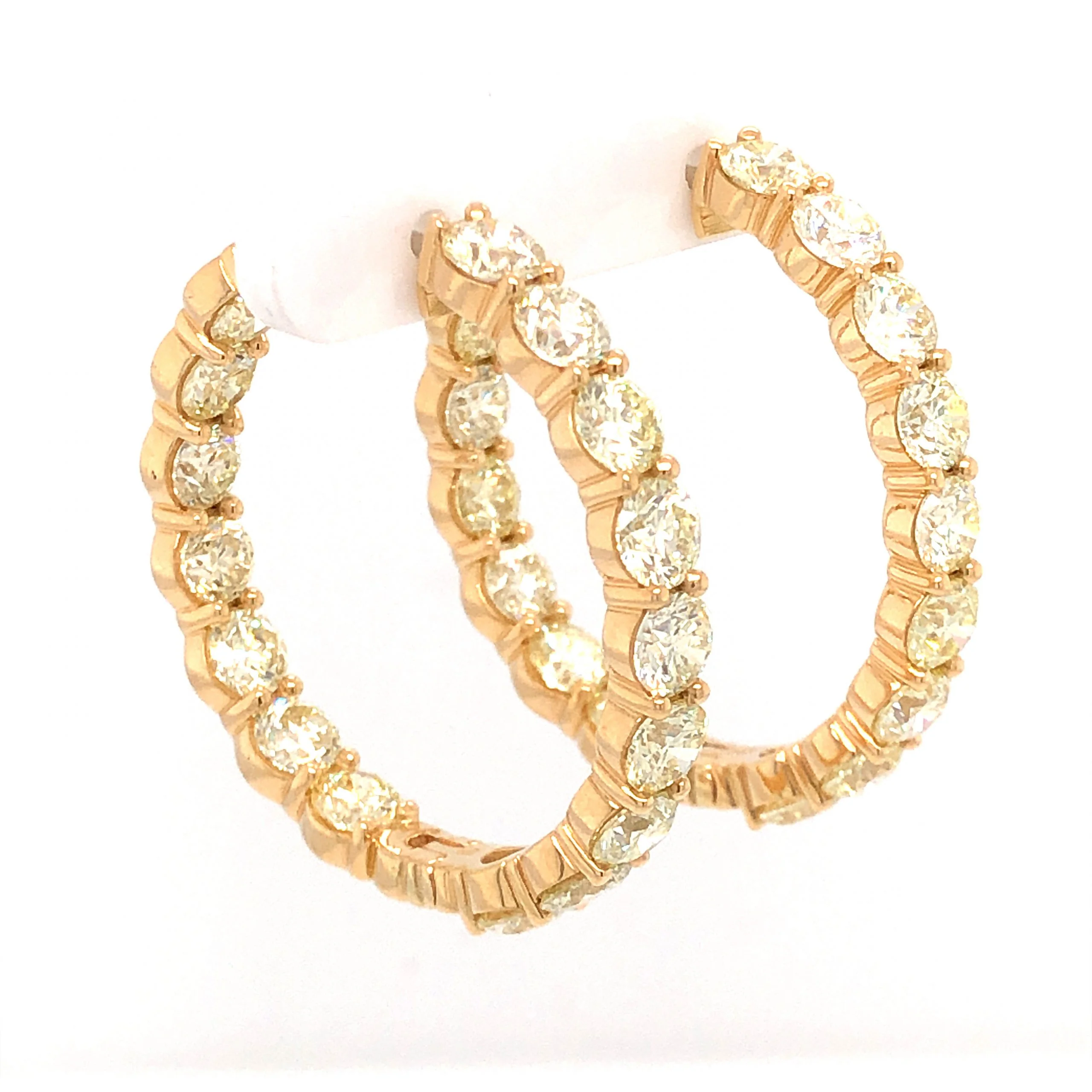 12.80 Carat Diamond Hoop Earrings in 18K Yellow Gold - Image 3
