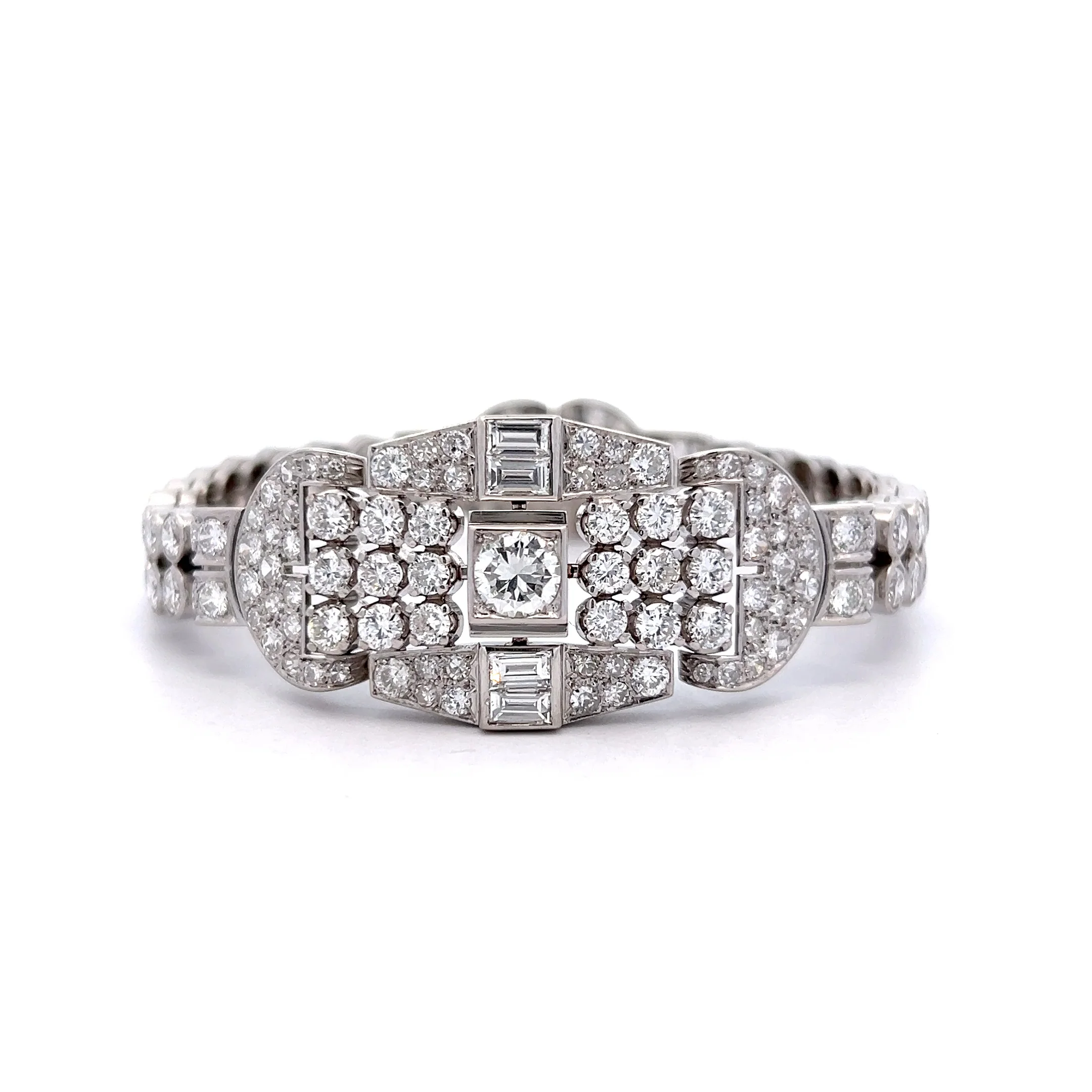 12.96 Vintage 1950s Diamond Bracelet Platinum