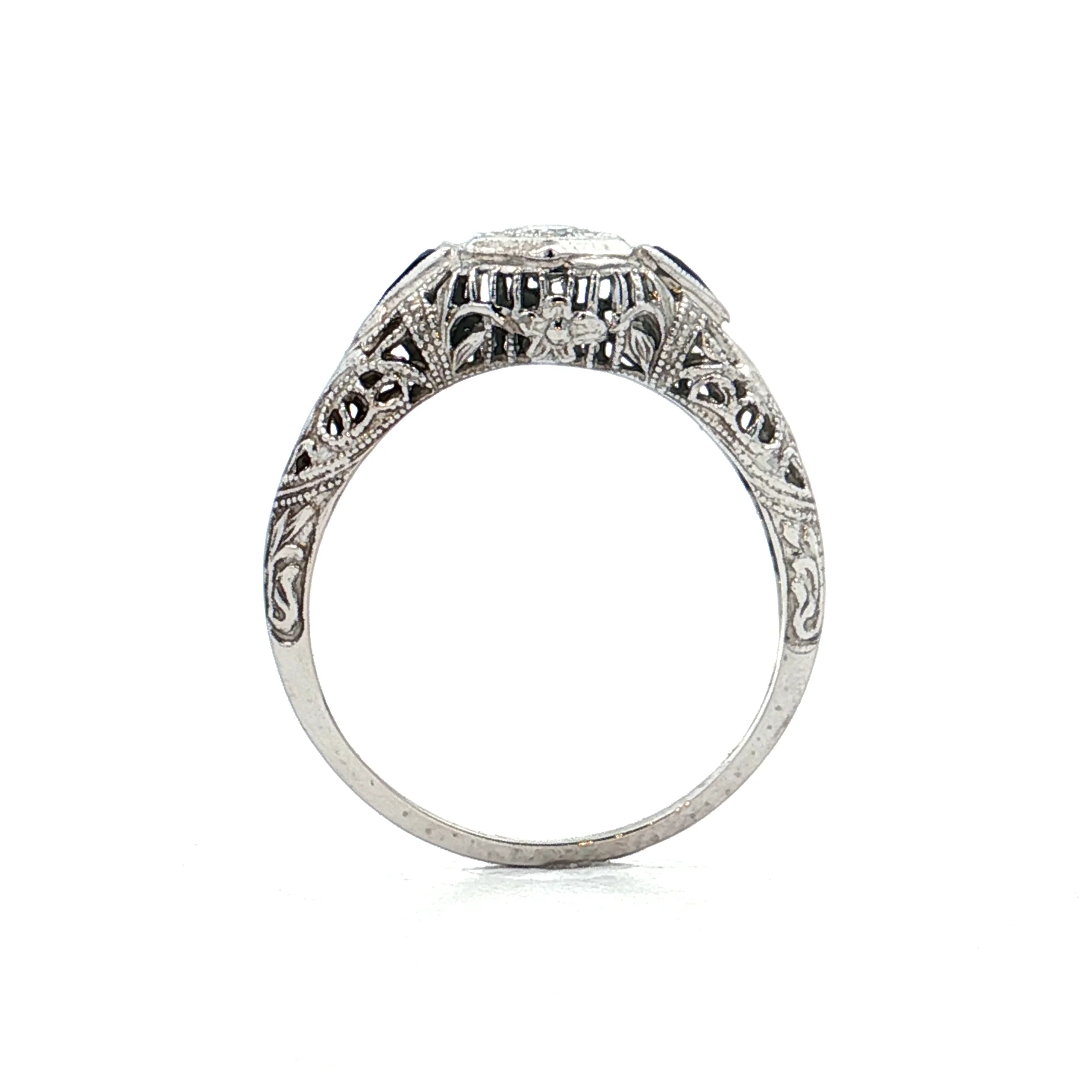 .12 Antique Art Deco Euro Diamond Engagement Ring 18k - Image 4