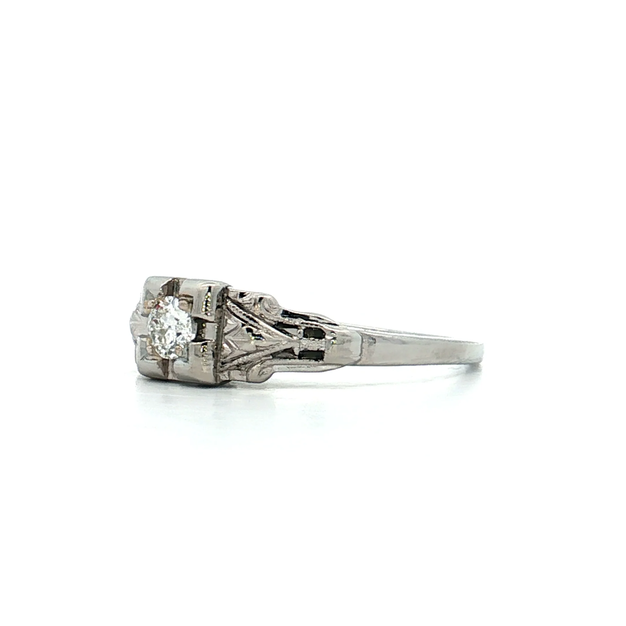 .12 Antique Deco European Diamond Engagement Ring 18k - Image 2