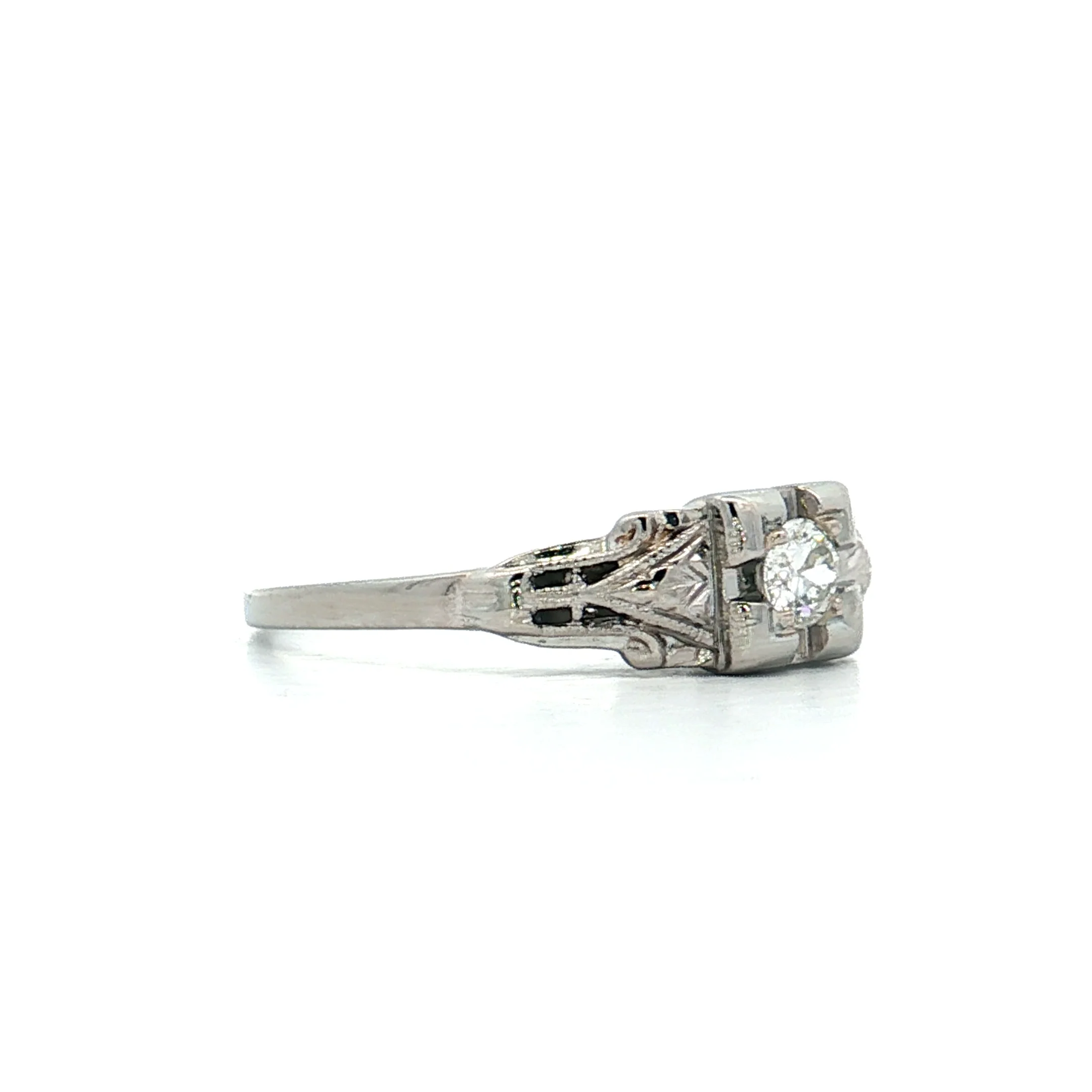 .12 Antique Deco European Diamond Engagement Ring 18k - Image 3