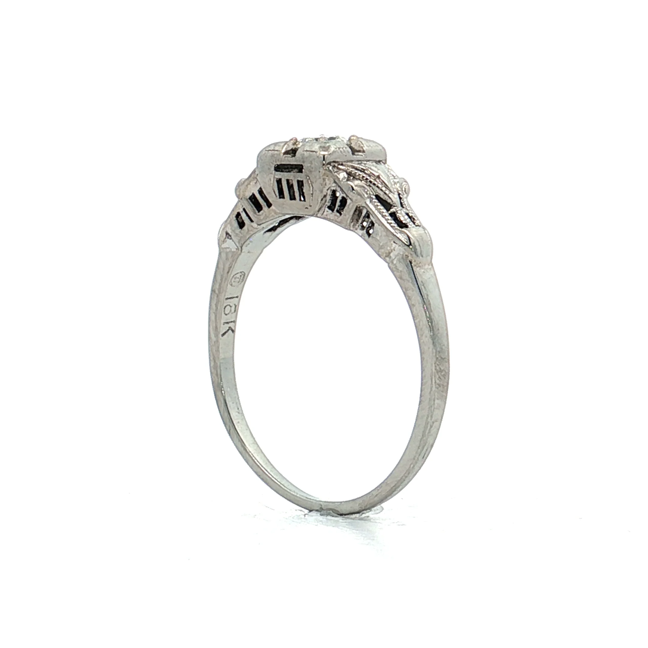 .12 Antique Deco European Diamond Engagement Ring 18k - Image 5