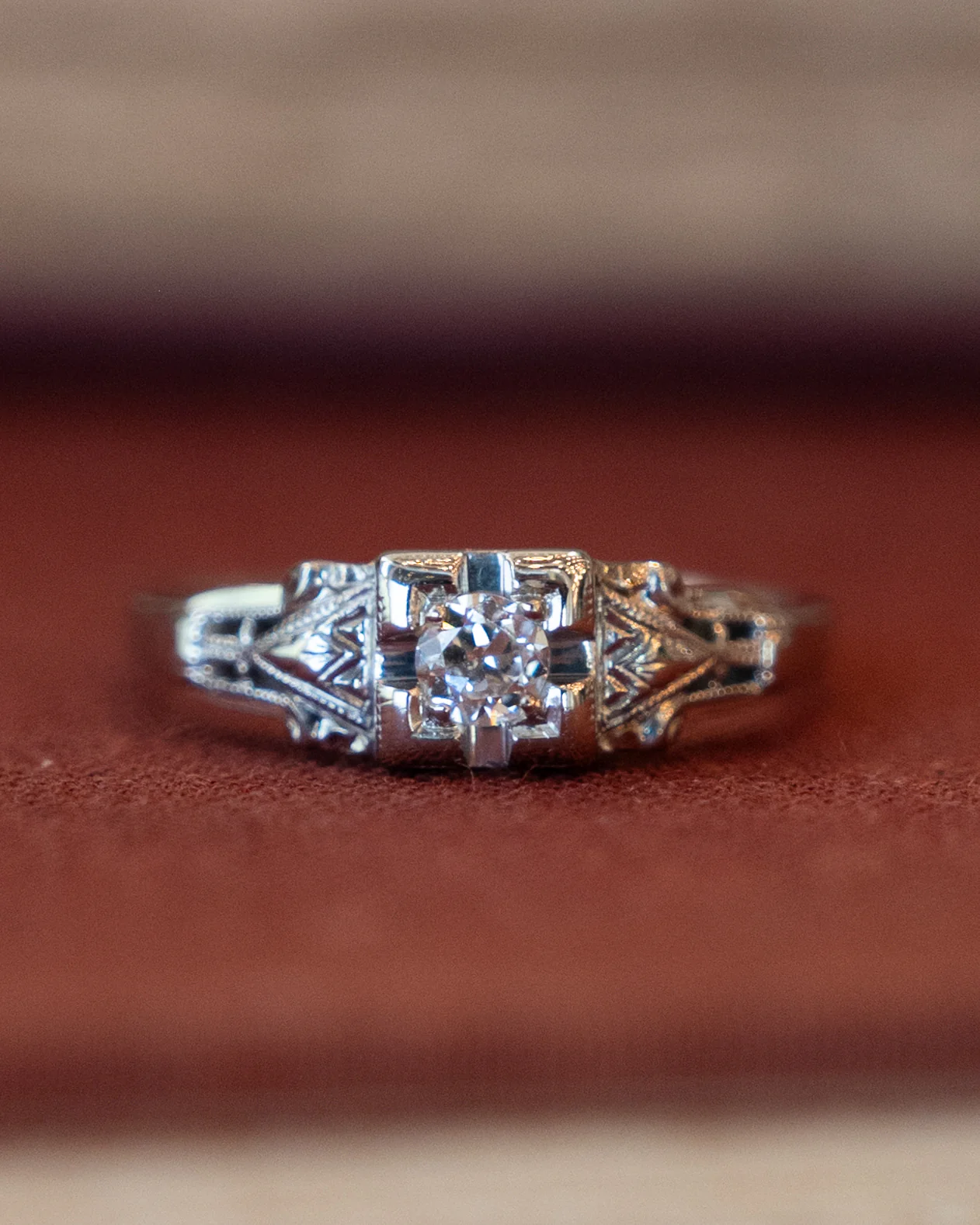 .12 Antique Deco European Diamond Engagement Ring 18k - Image 6