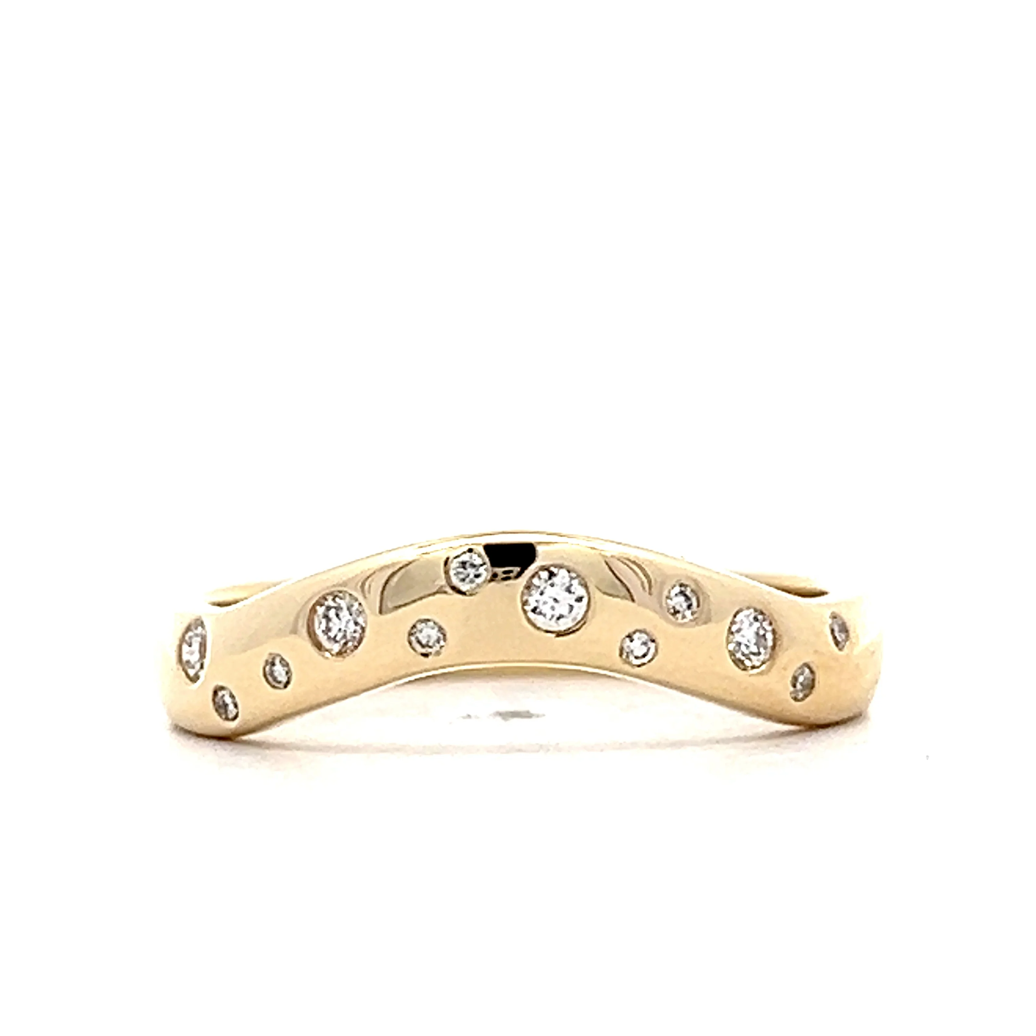 .12 Bezel Diamond Contour Wedding Band in 14k