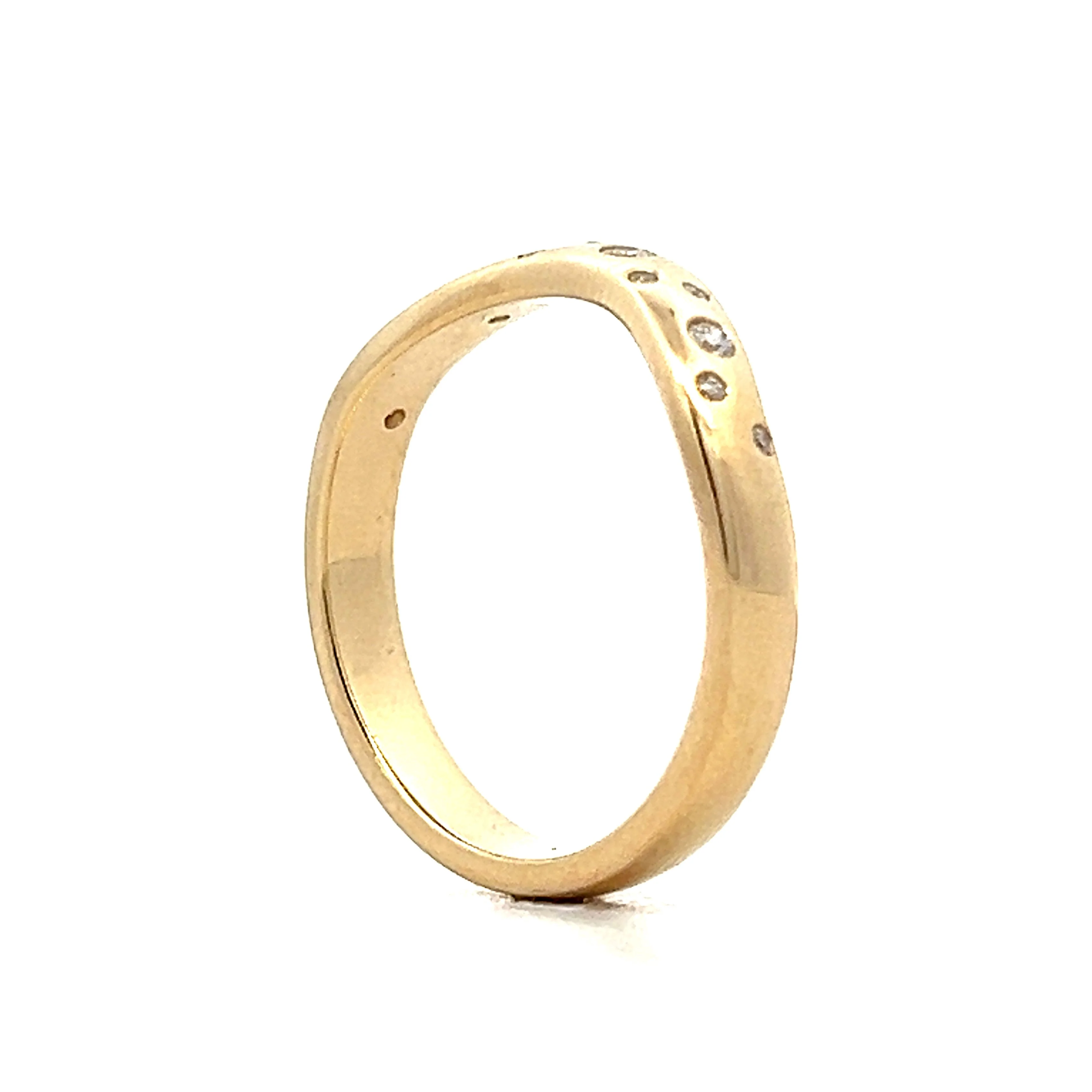 .12 Bezel Diamond Contour Wedding Band in 14k - Image 5