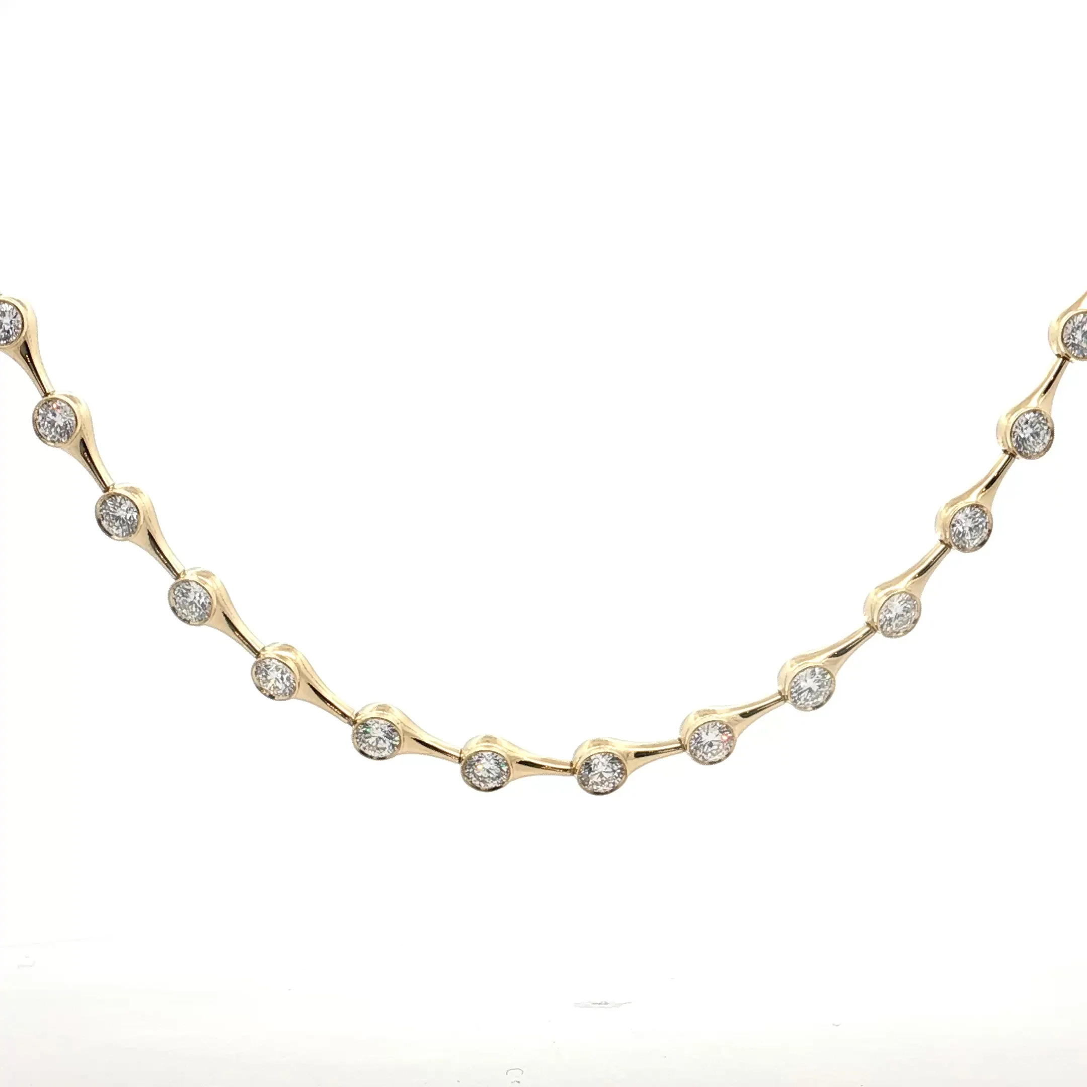 12 Carat Bezel Diamond Necklace 18k Yellow Gold