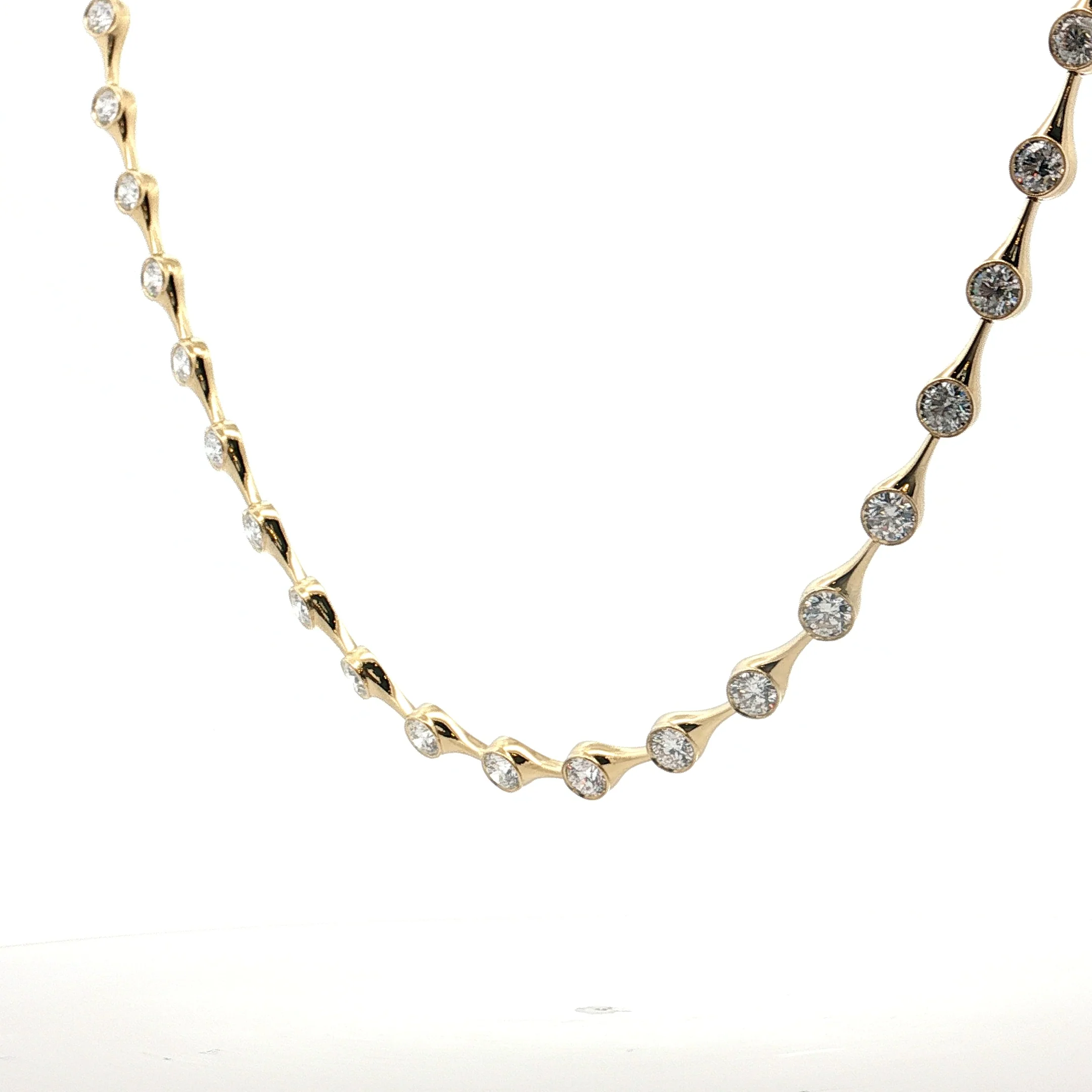 12 Carat Bezel Diamond Necklace 18k Yellow Gold - Image 2