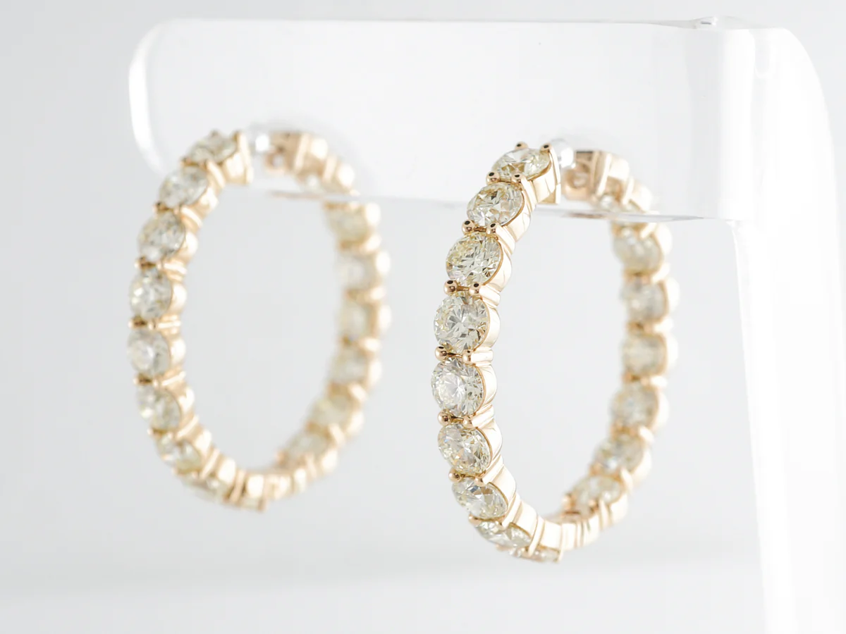 12 Carat Diamond Hoop Earrings in 18K Yellow Gold - Image 2