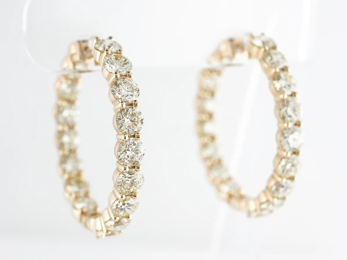 12 Carat Diamond Hoop Earrings in 18K Yellow Gold - Image 3