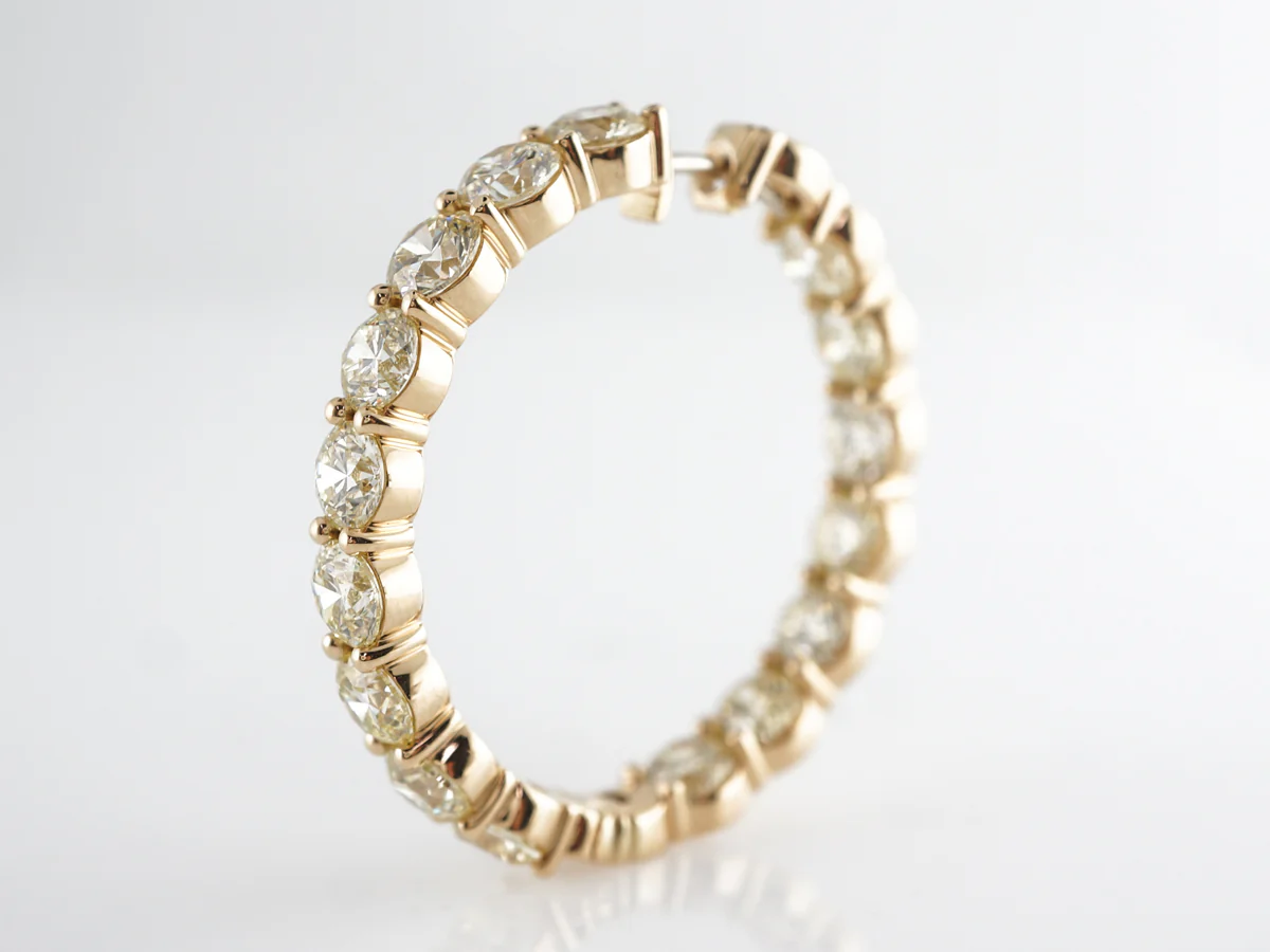 12 Carat Diamond Hoop Earrings in 18K Yellow Gold - Image 4