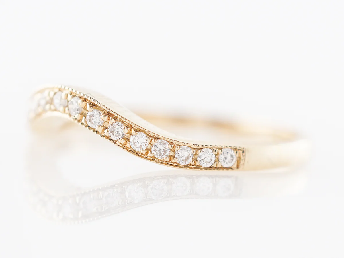 .12 Contoured Diamond Wedding Band in 14k Yellow Gold - Image 2