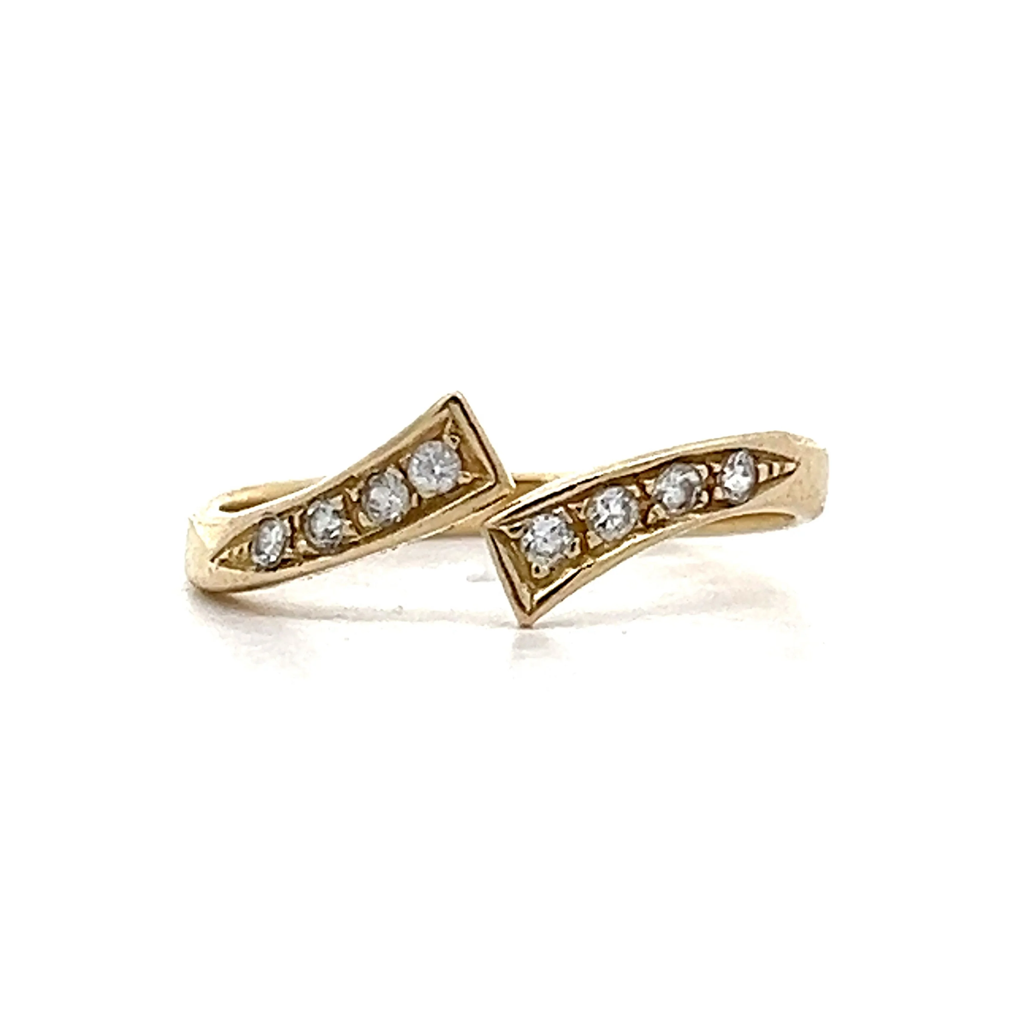.12 Diamond Bypass Stackable Band in 14k Yellow Gold