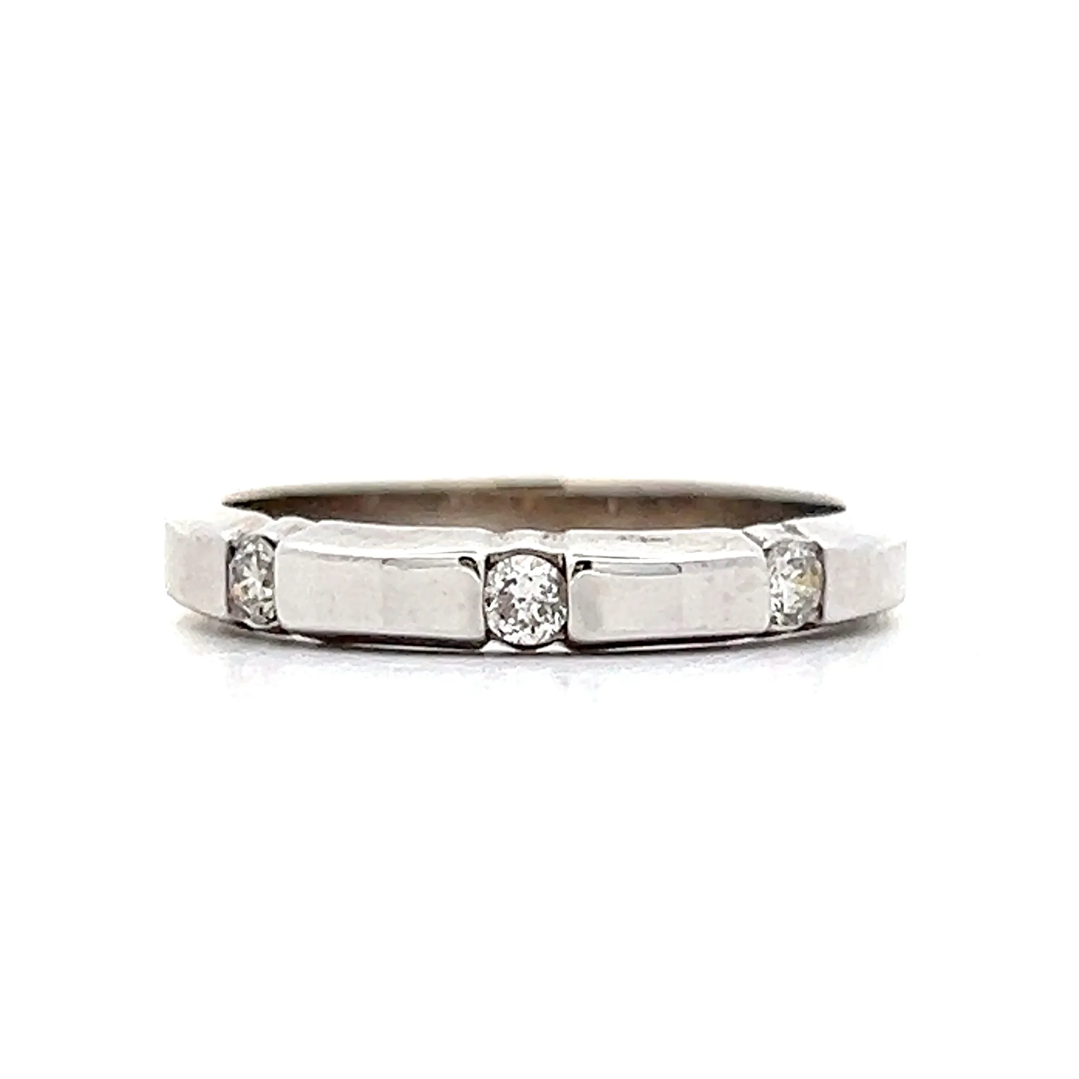 .12 Diamond Station Wedding Band in 14k White Gold