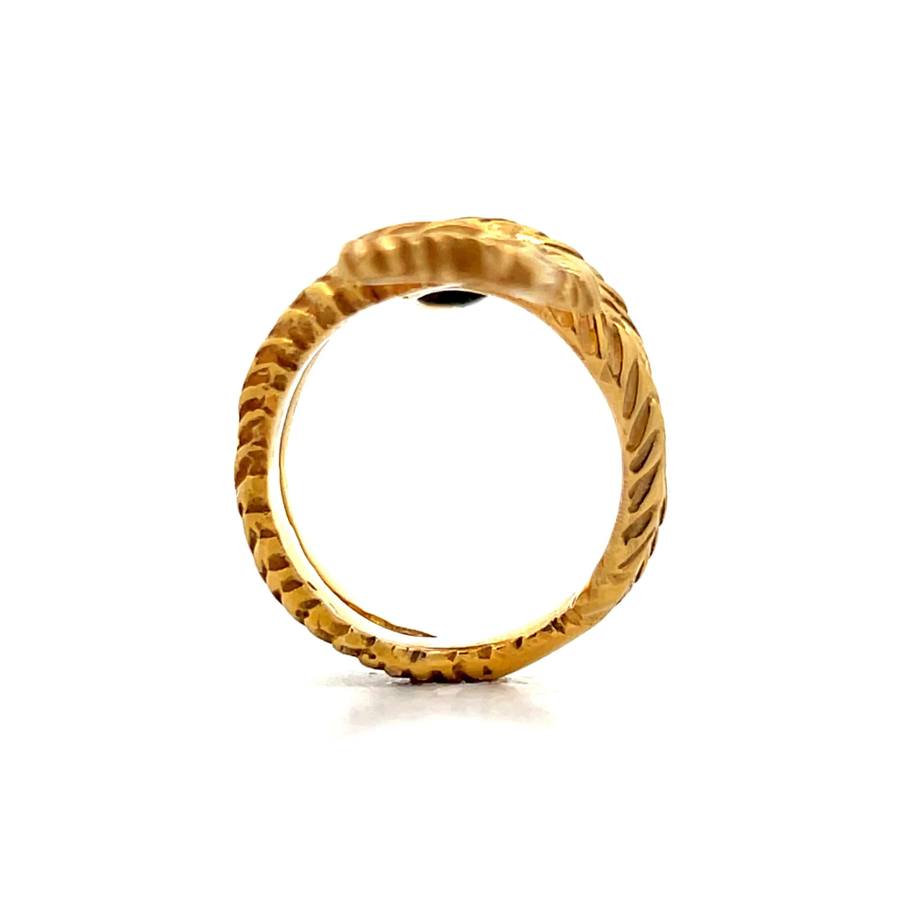 .12 Emerald Snake Right Hand Ring in 14k Yellow Gold - Image 4