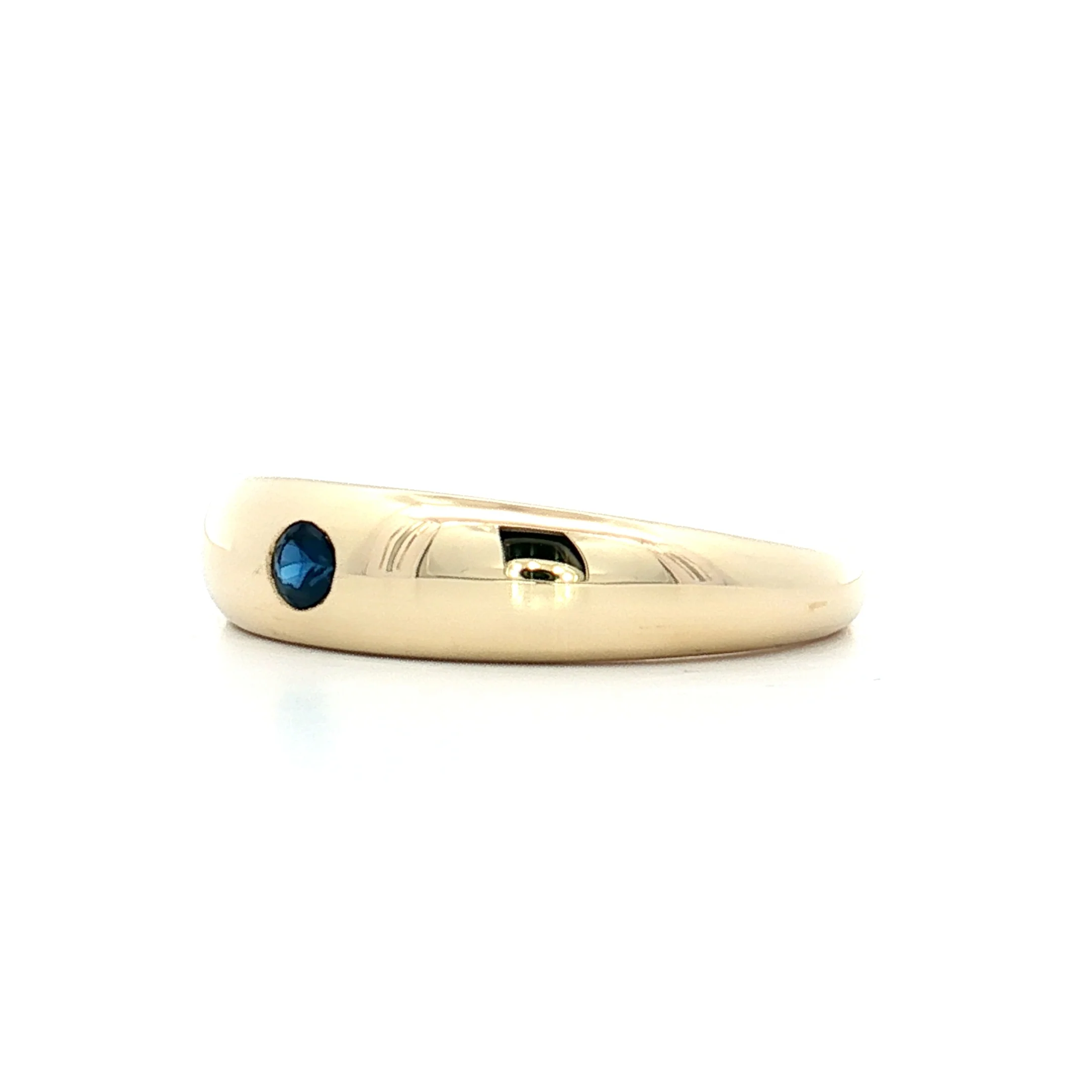.12 Flush Set Blue Sapphire Stacking Ring 14k - Image 2