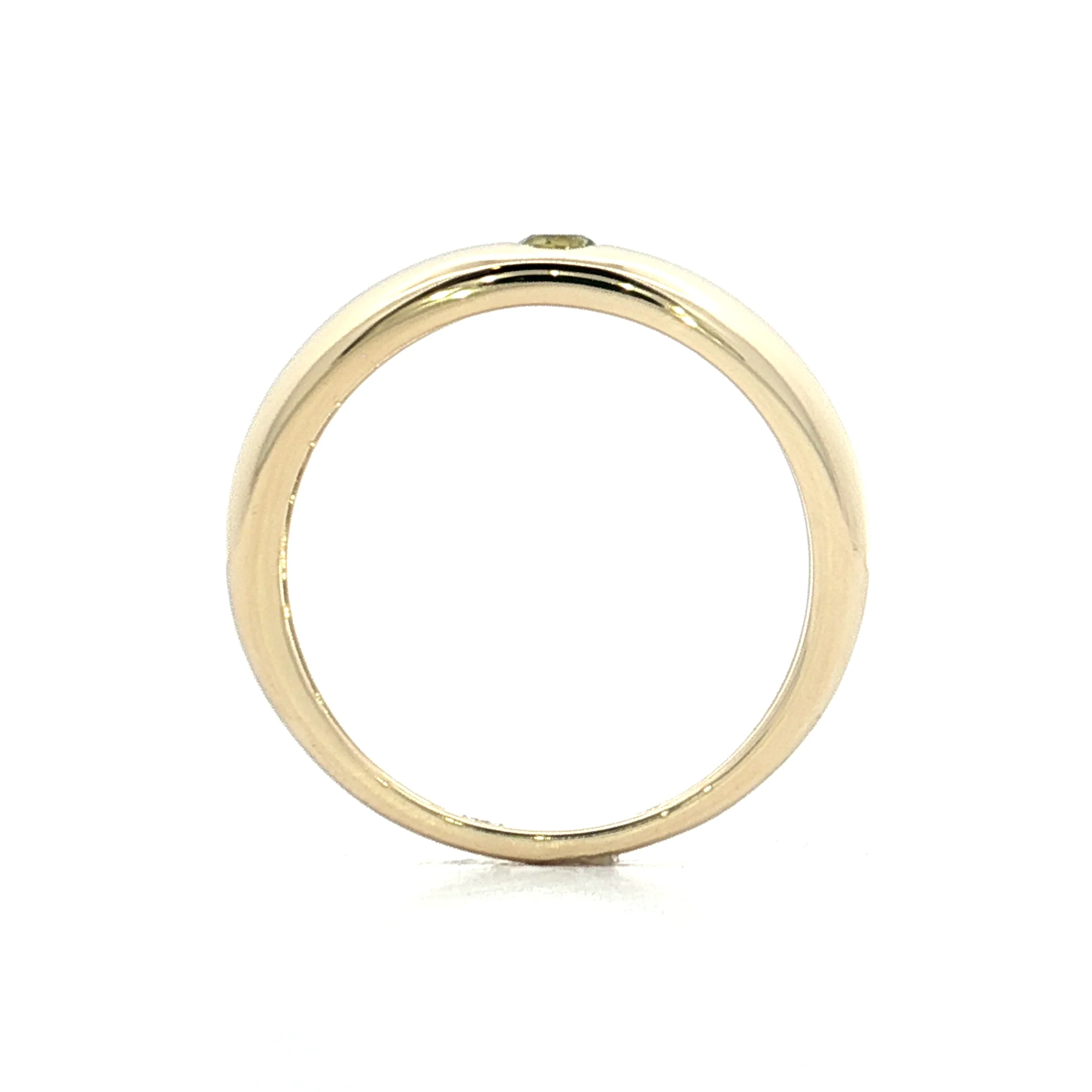 .12 Flush Set Peridot Stacking Ring 14k Yellow Gold - Image 4