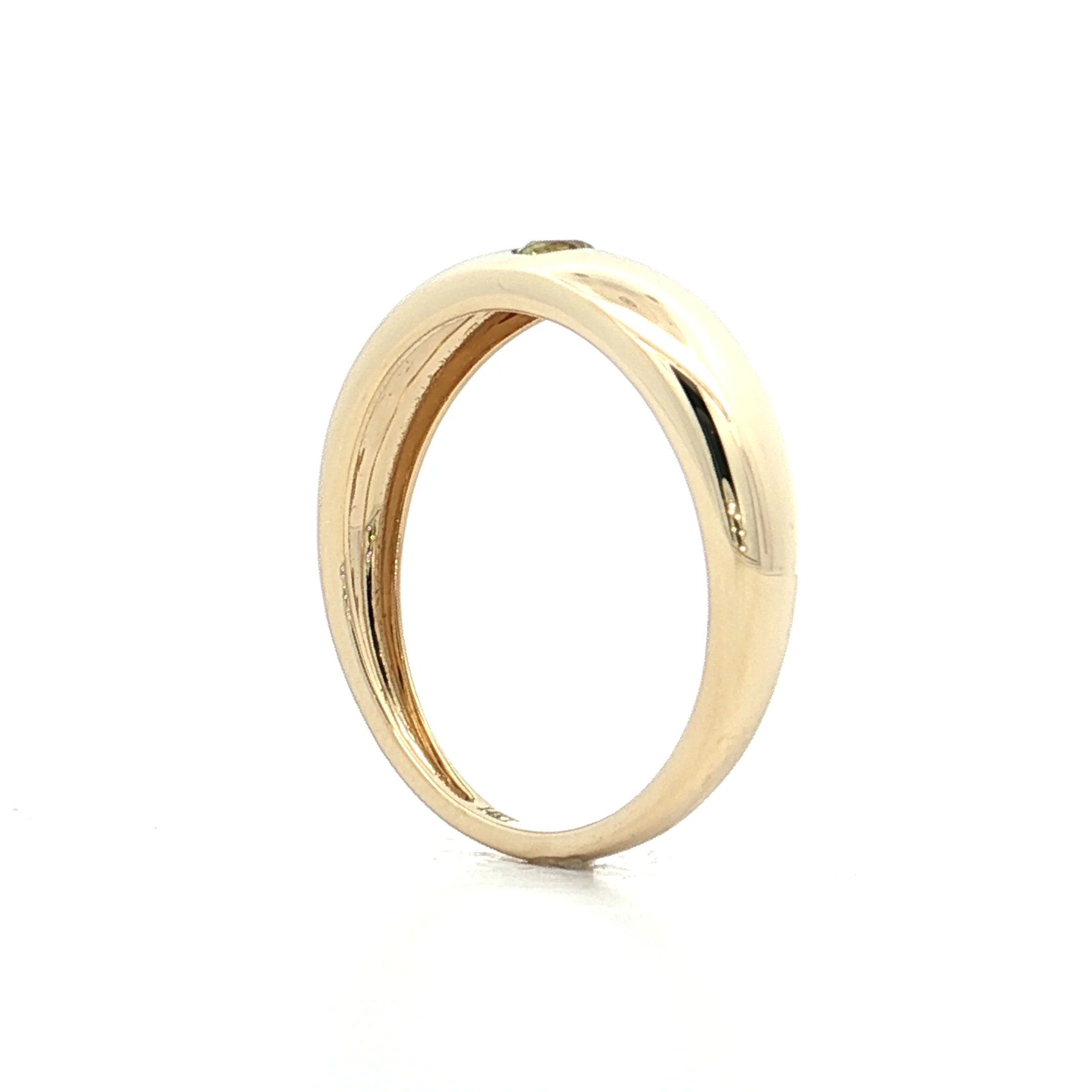 .12 Flush Set Peridot Stacking Ring 14k Yellow Gold - Image 5