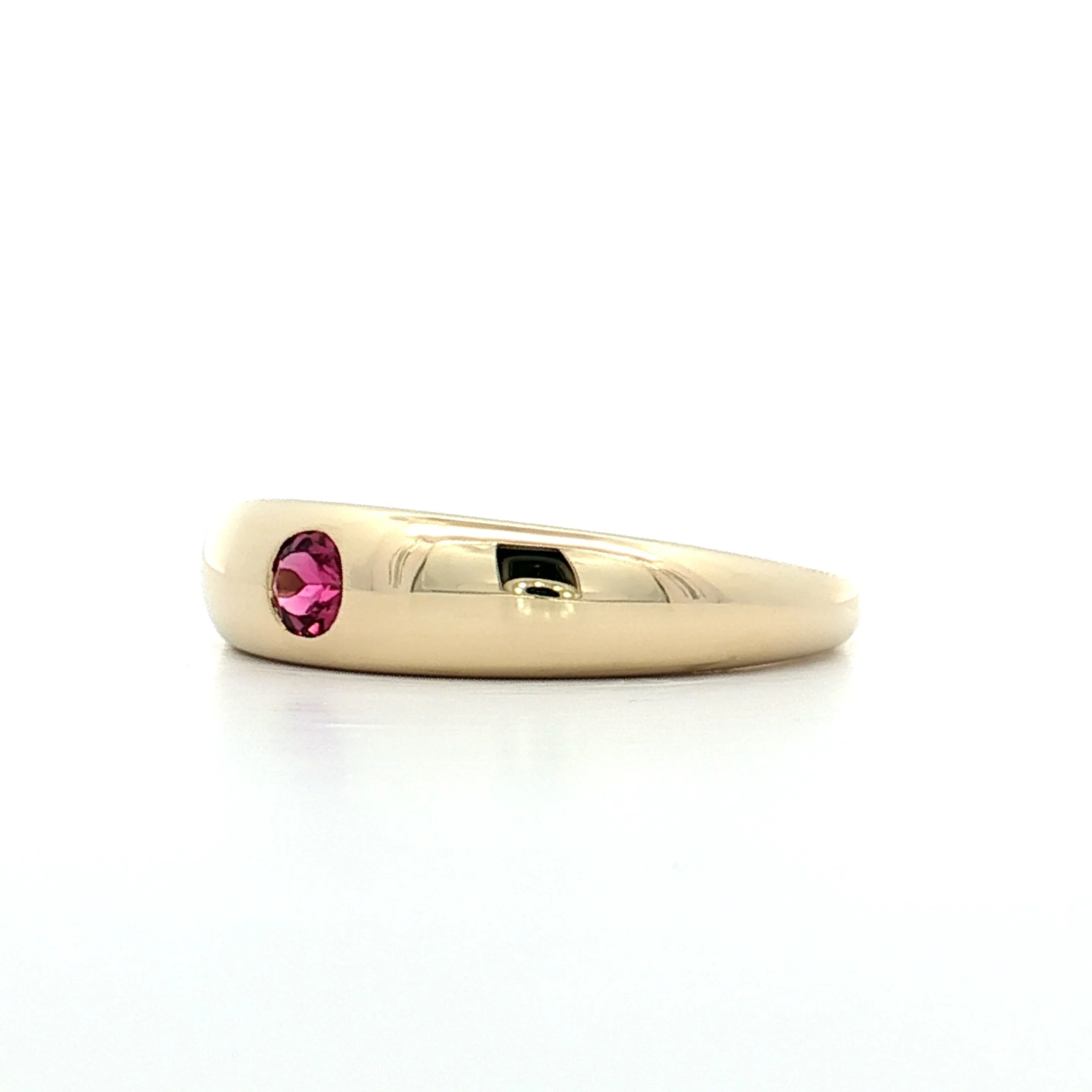 .12 Flush Set Pink Tourmaline Stacking Ring 14k - Image 2