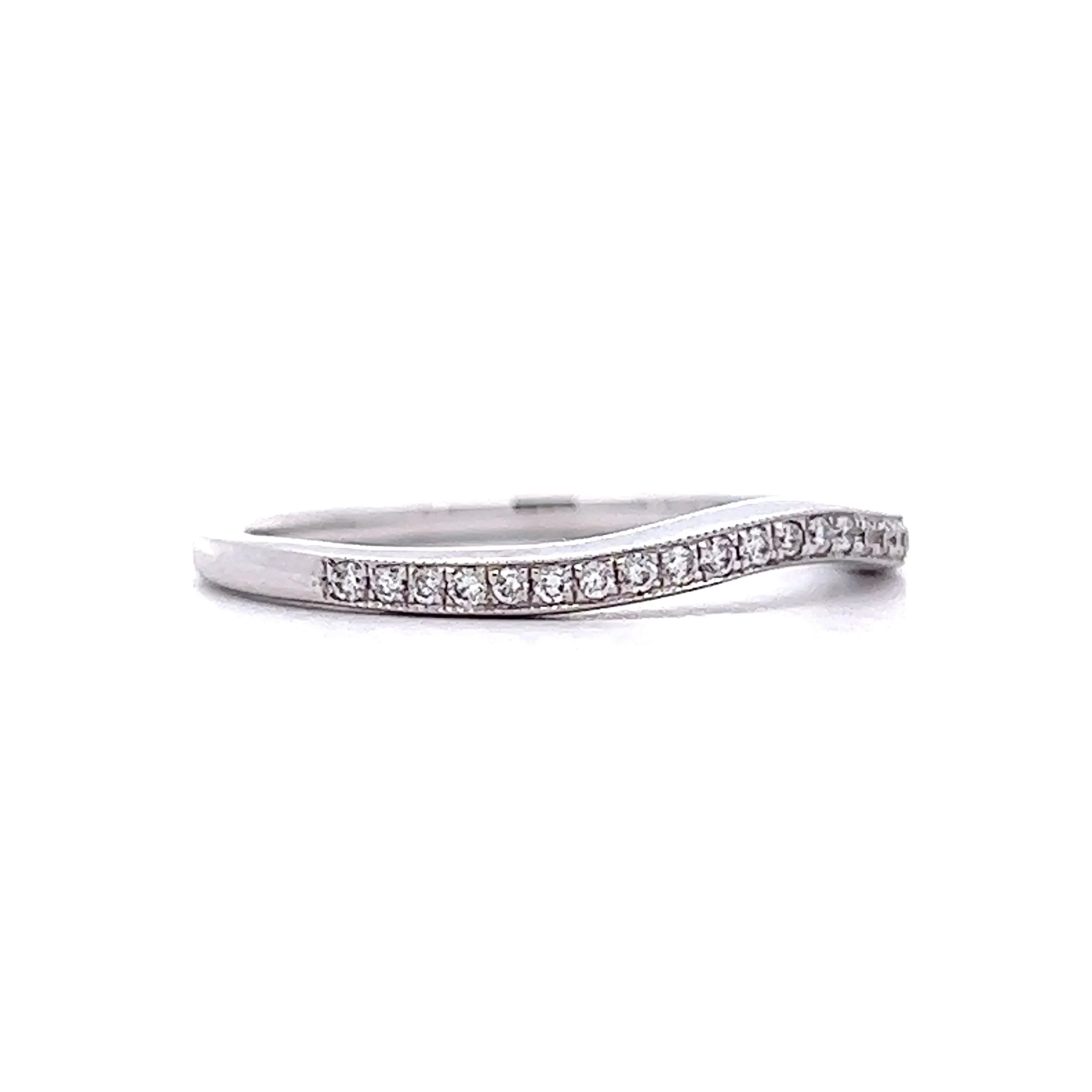 .12 Milgrain Contoured Diamond Wedding Band in White Gold - Image 3