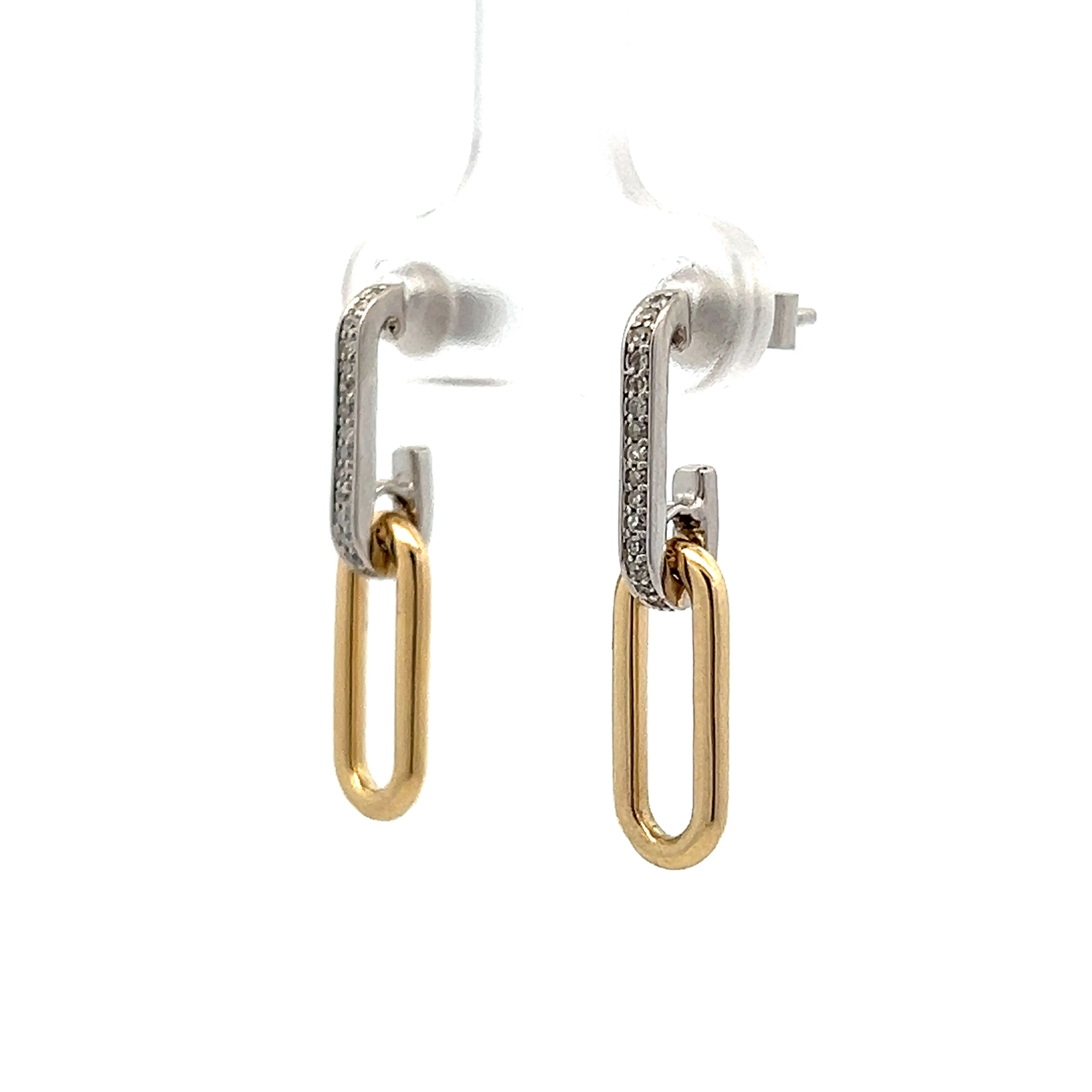 .12 Paperclip Style Diamond Dangle Earrings in 14k - Image 2