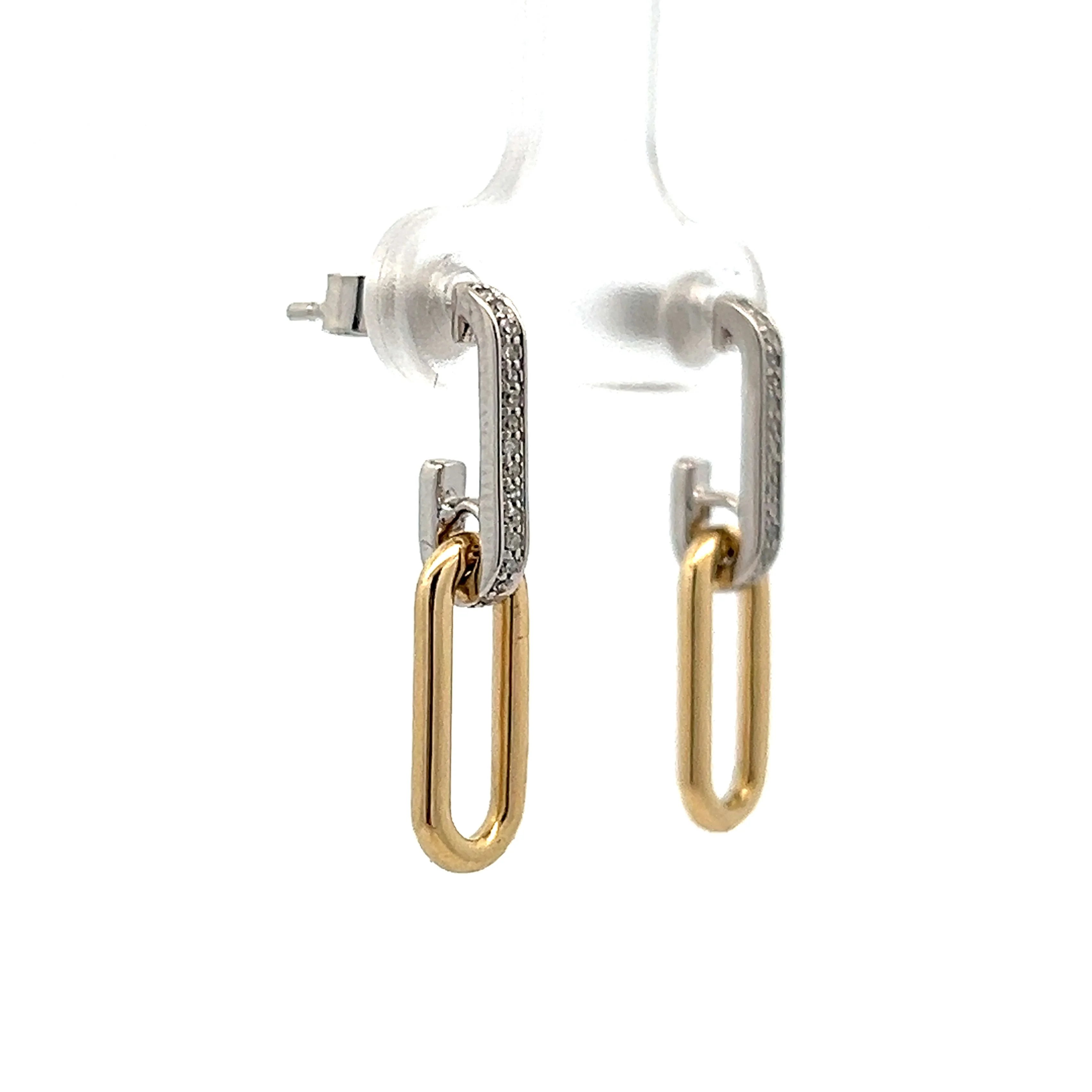 .12 Paperclip Style Diamond Dangle Earrings in 14k - Image 3