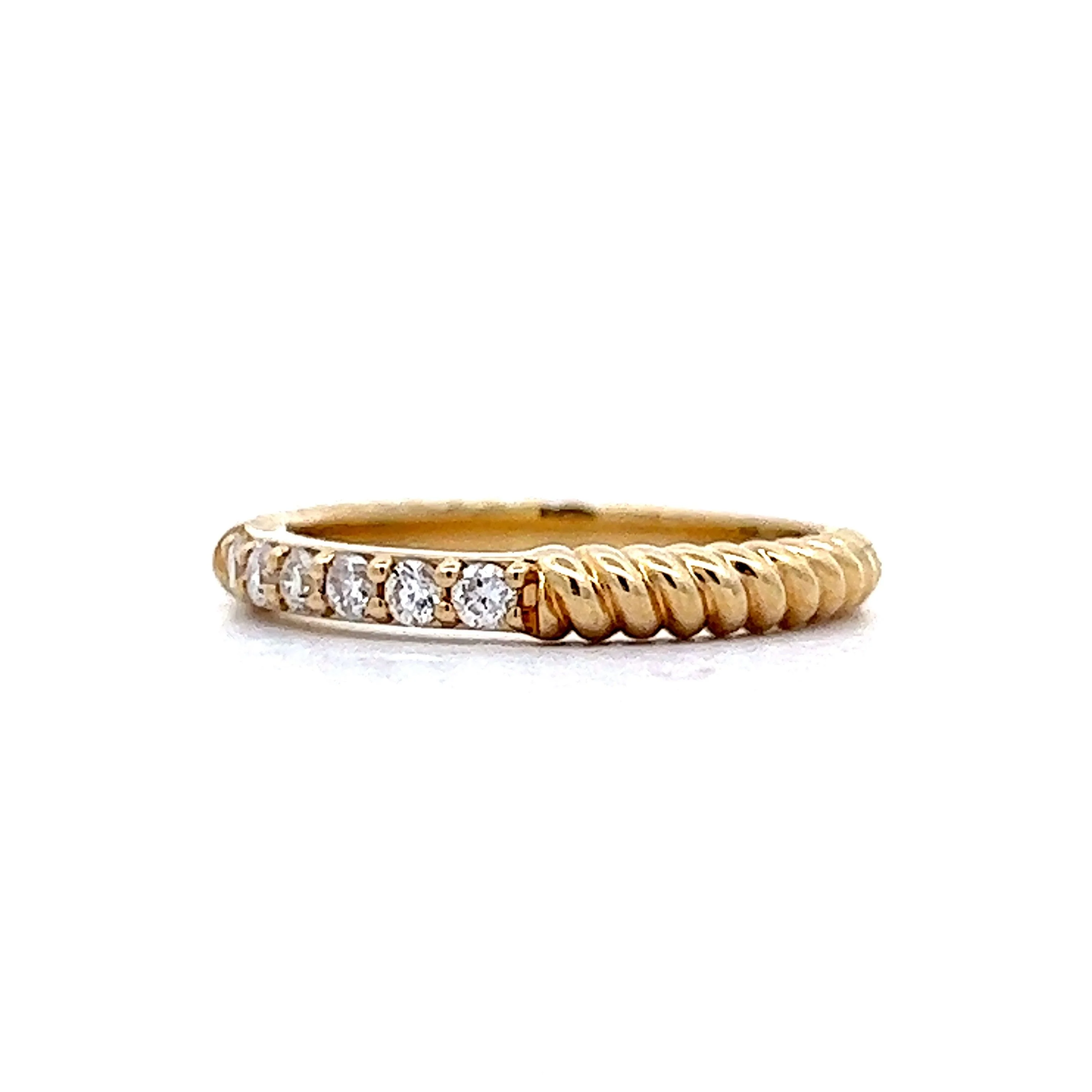 .12 Round Brilliant Diamond Stacking Band in 10k Yellow Gold - Image 2