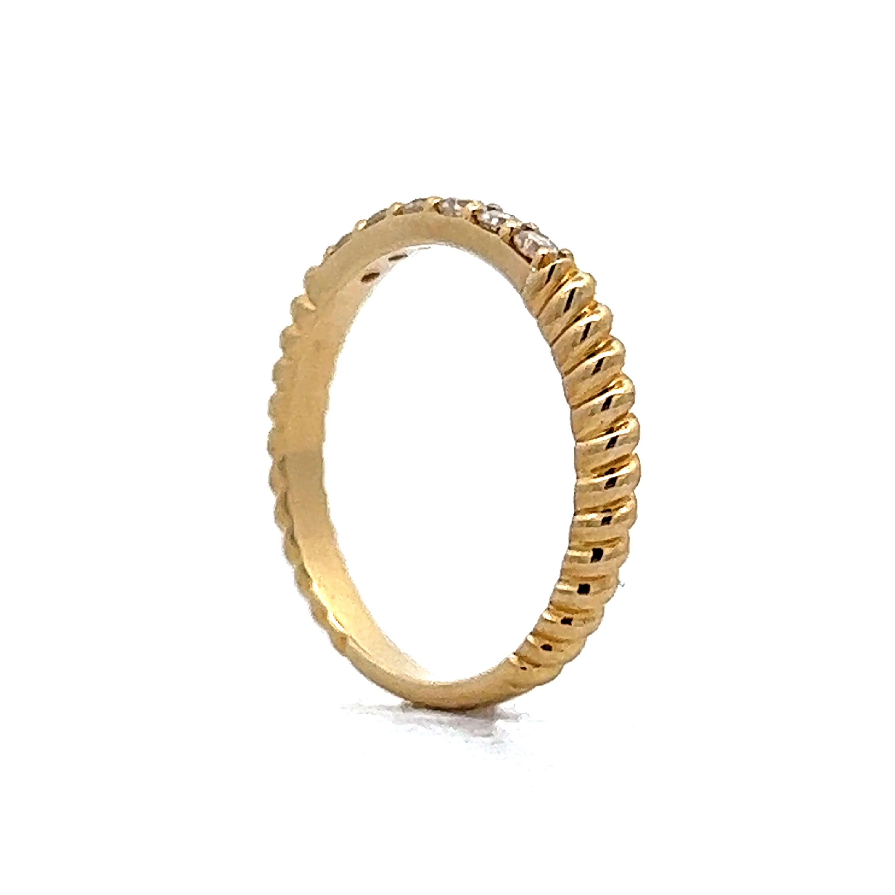 .12 Round Brilliant Diamond Stacking Band in 10k Yellow Gold - Image 5