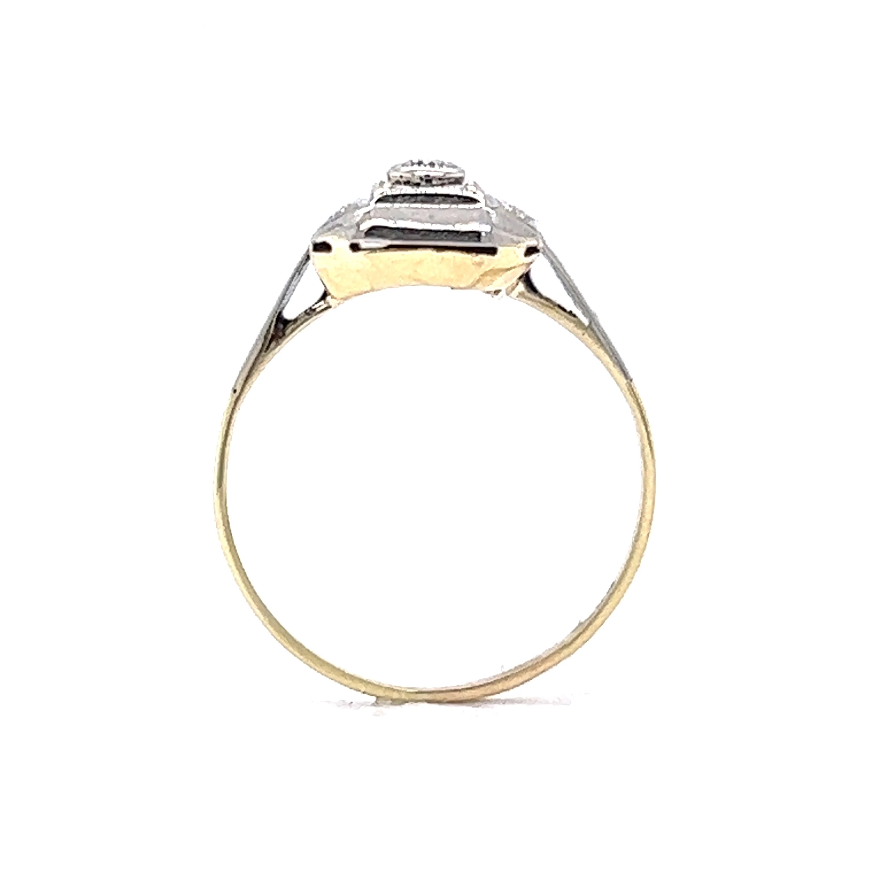 Vintage Art Deco Diamond Right Hand Ring in 14k White & Yellow Gold - Image 4