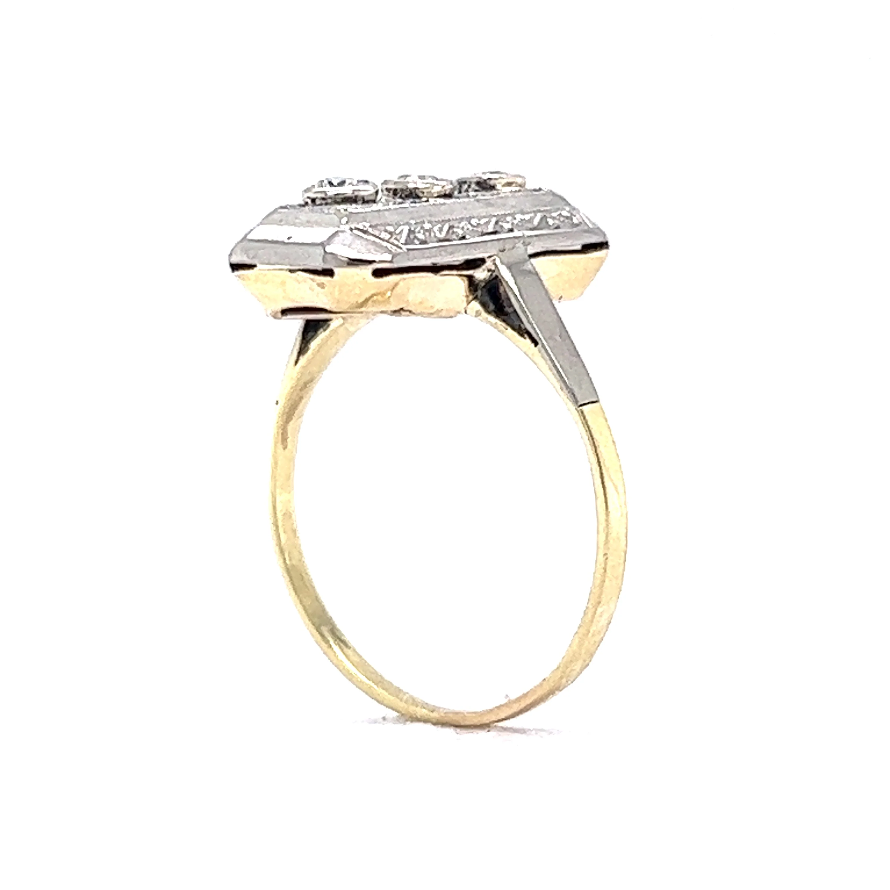 Vintage Art Deco Diamond Right Hand Ring in 14k White & Yellow Gold - Image 5