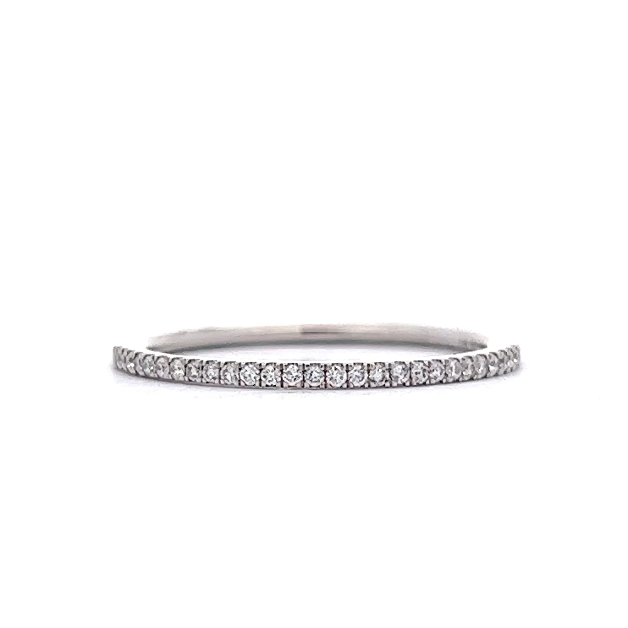.12 Thin Pave Diamond Wedding Band in 14k White Gold