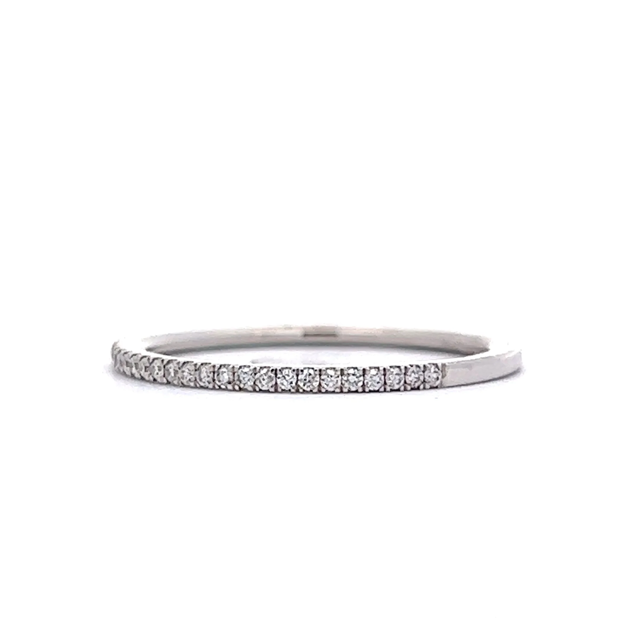 .12 Thin Pave Diamond Wedding Band in 14k White Gold - Image 2