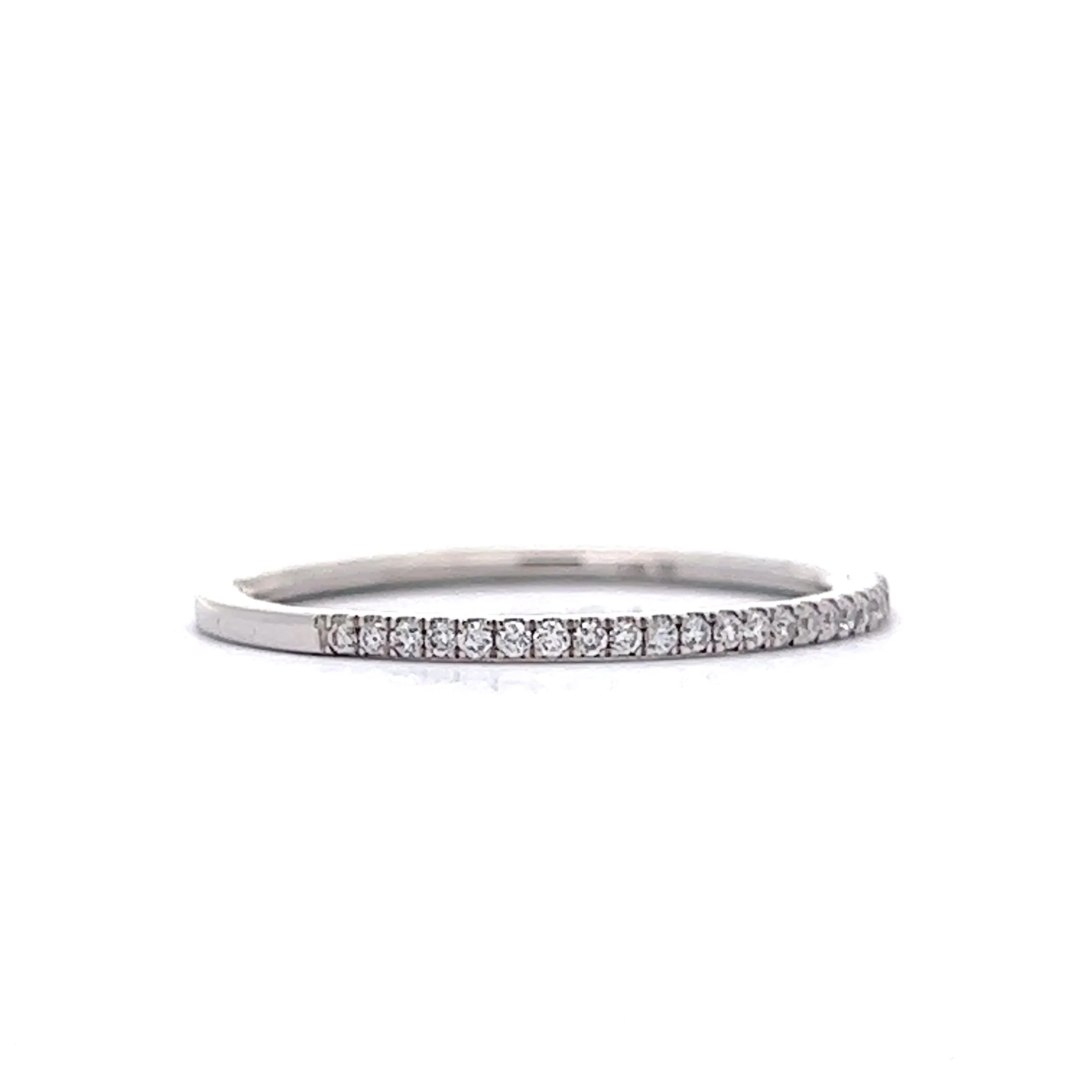 .12 Thin Pave Diamond Wedding Band in 14k White Gold - Image 3