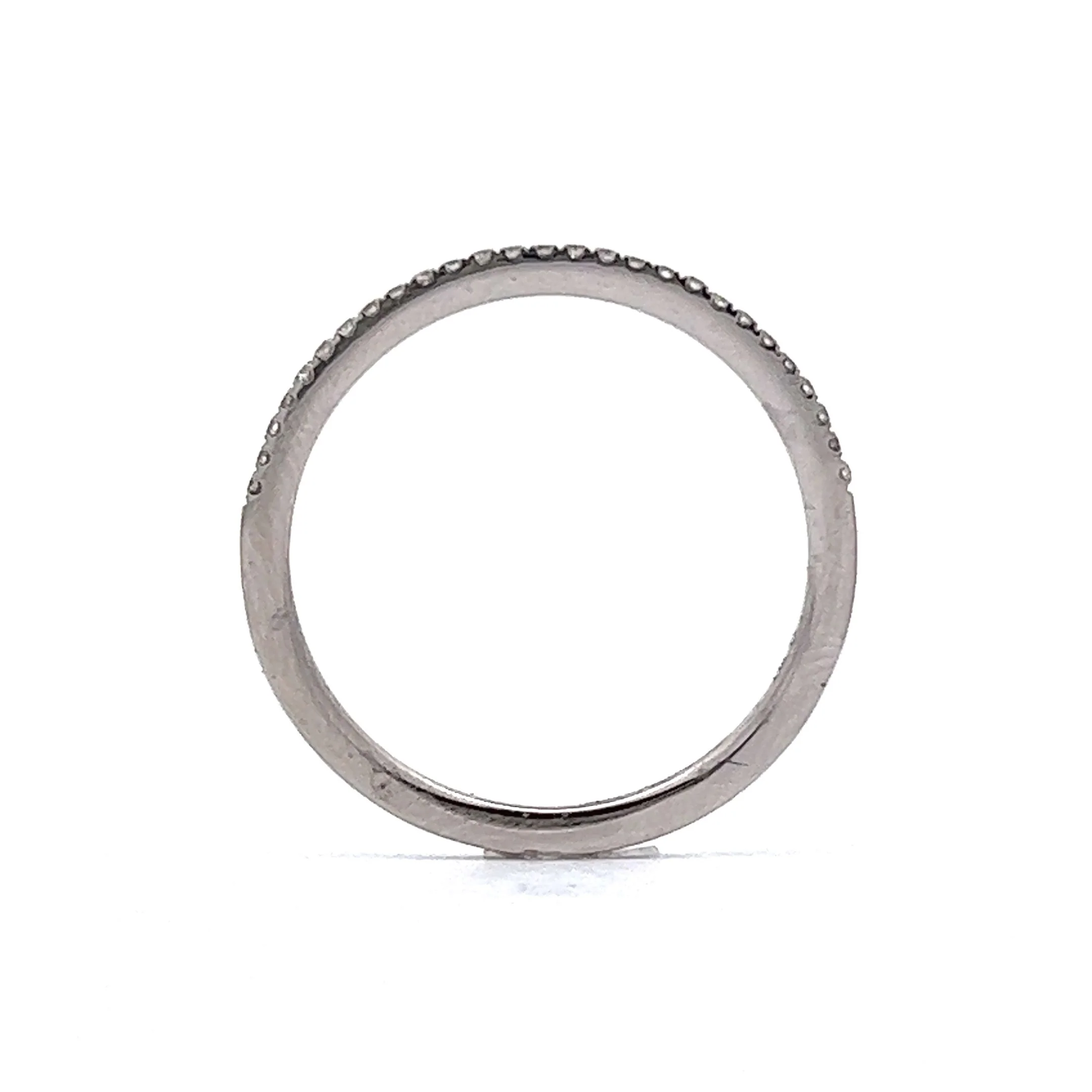 .12 Thin Pave Diamond Wedding Band in 14k White Gold - Image 4