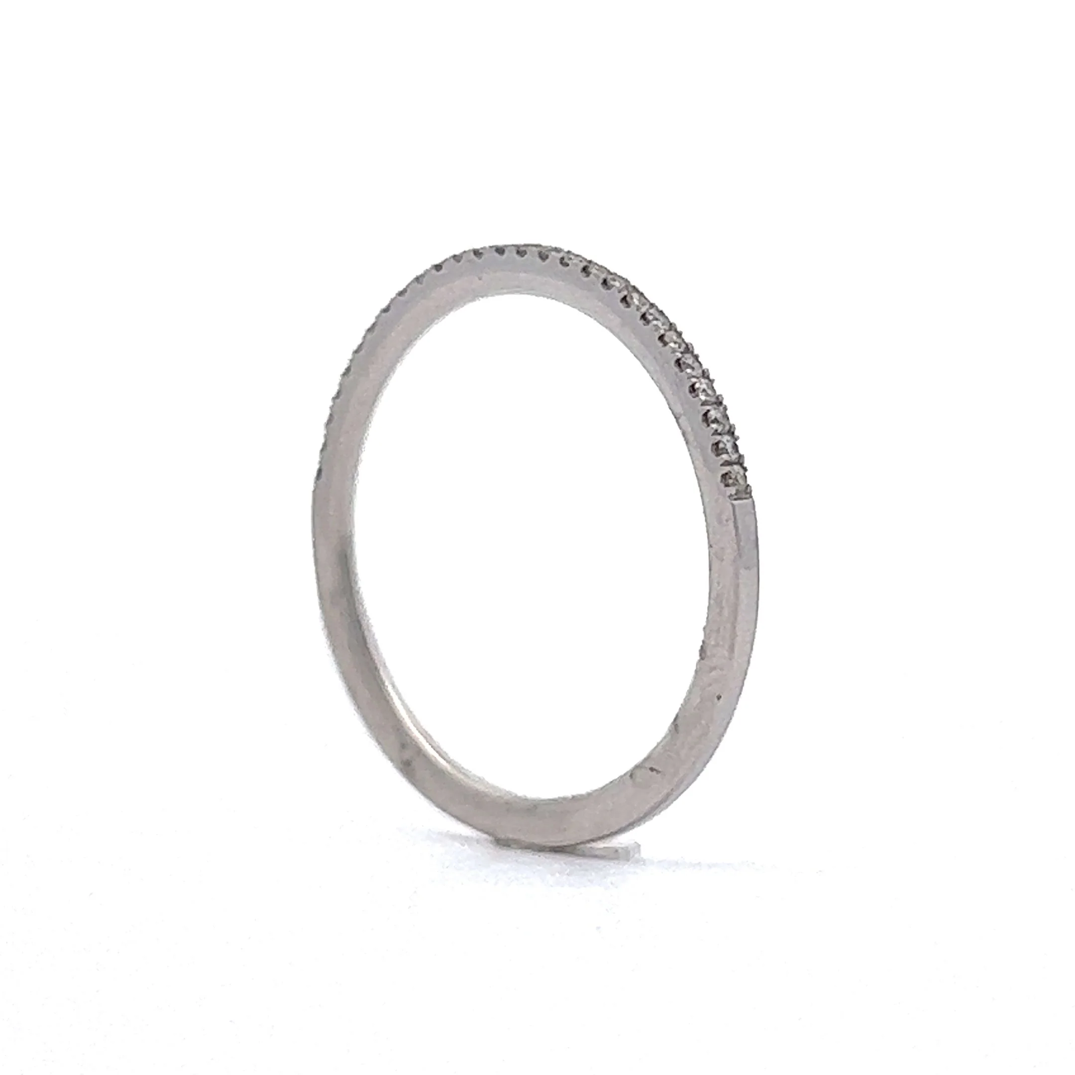 .12 Thin Pave Diamond Wedding Band in 14k White Gold - Image 5