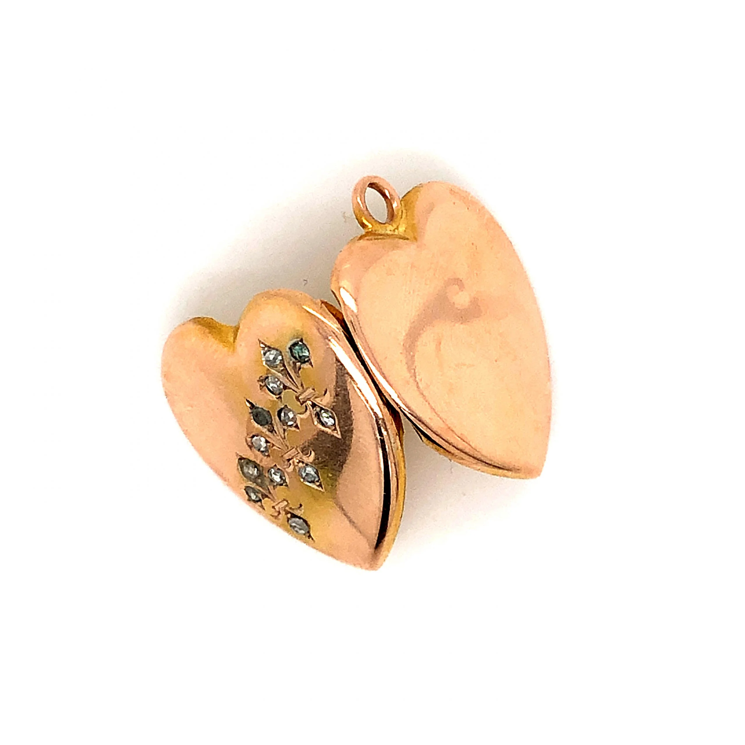 .12 Victorian Old Mine Cut Diamond Heart Locket in 10k Yellow Gold - Image 3