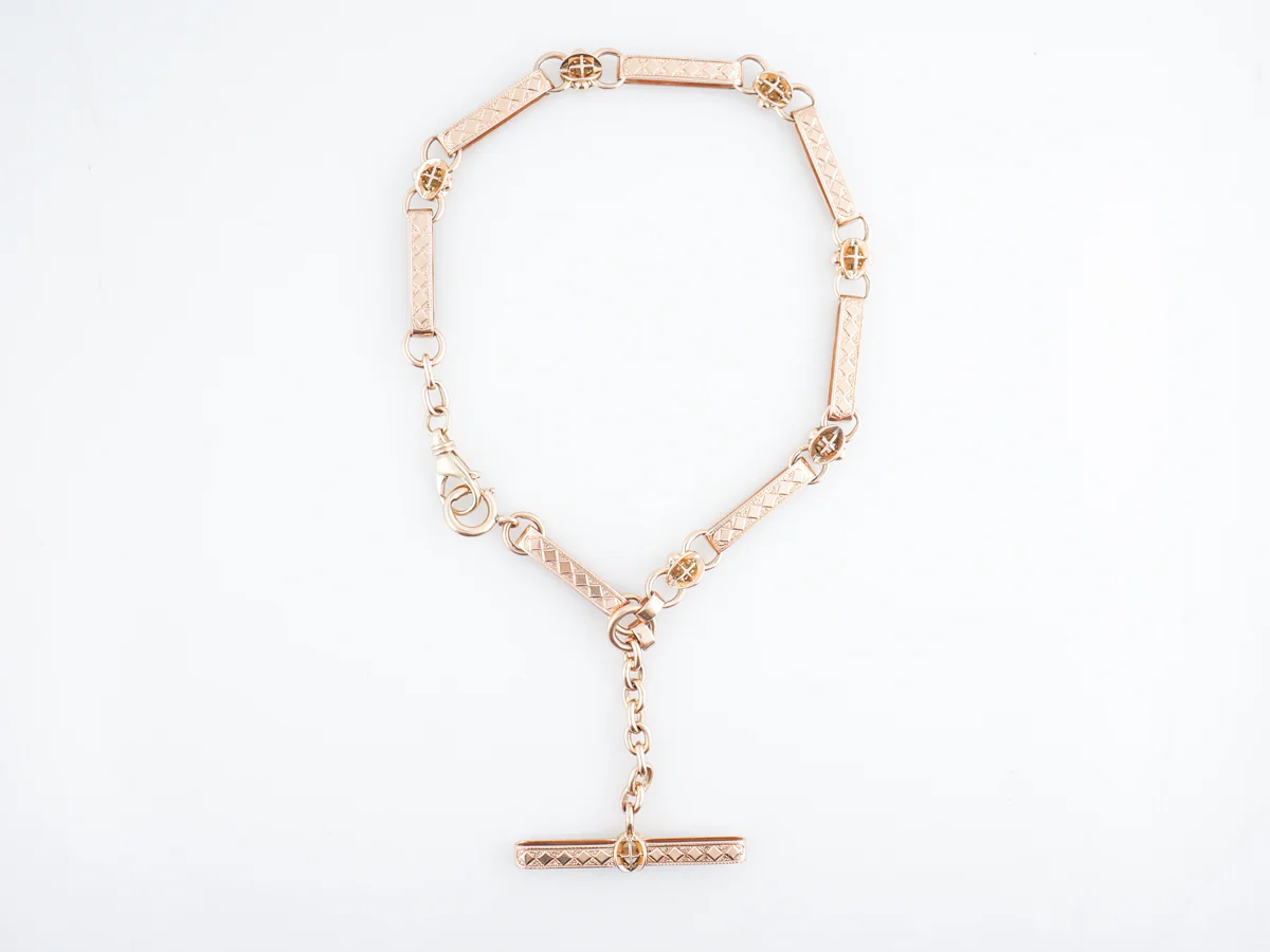 12" Victorian Watch Fob Bracelet in 14k Yellow Gold