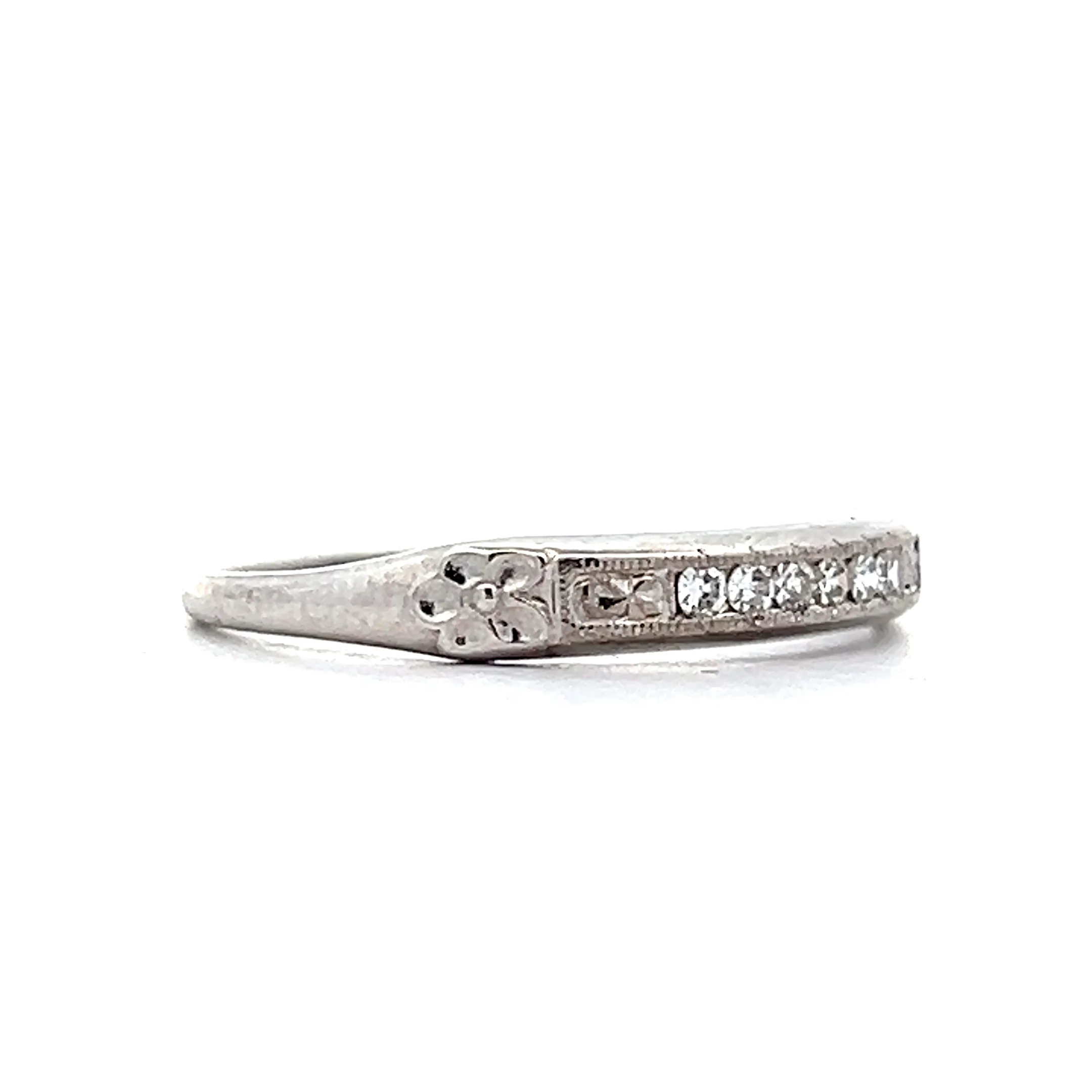 .12 Vintage Deco Diamond Wedding Band in 18k - Image 3