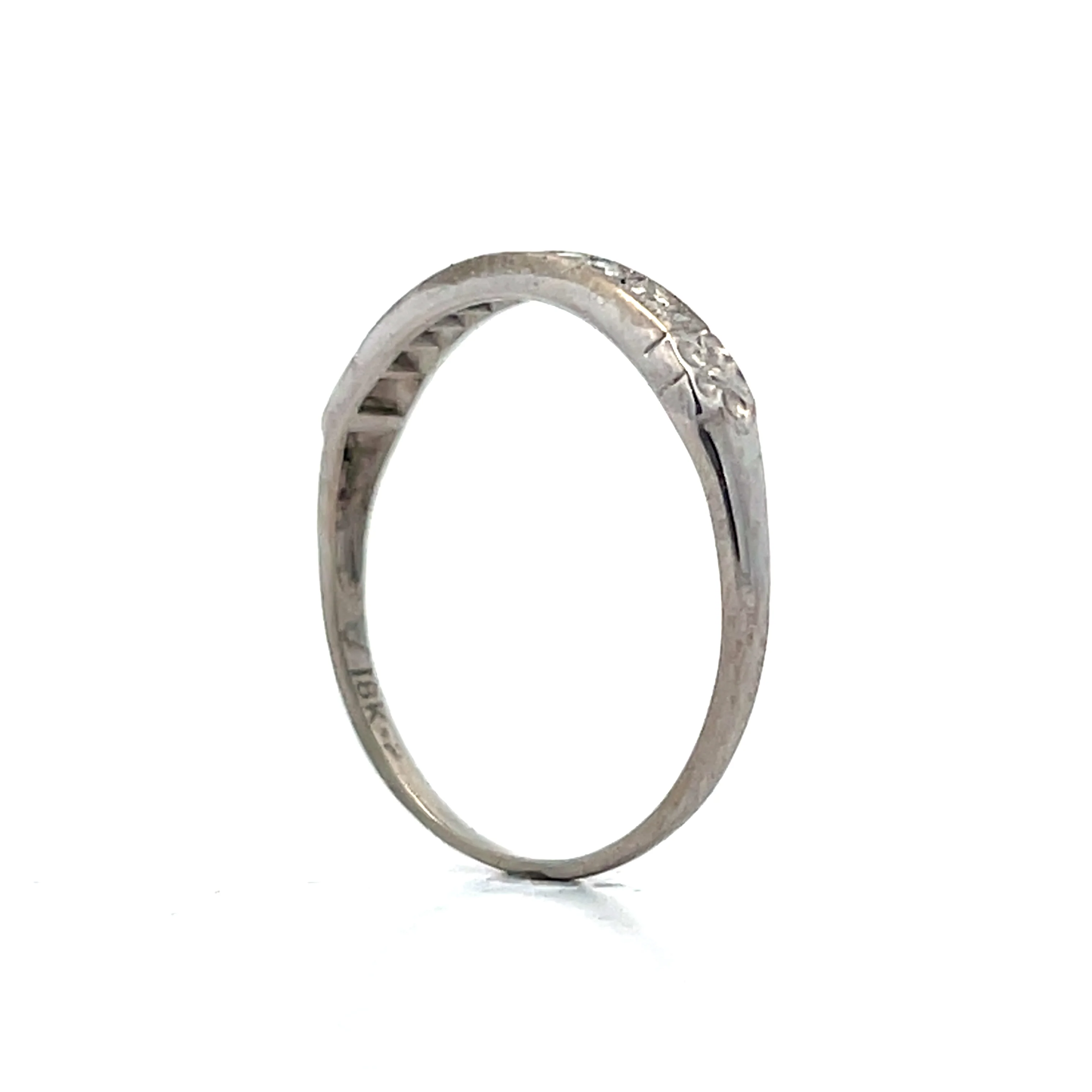 .12 Vintage Deco Diamond Wedding Band in 18k - Image 5