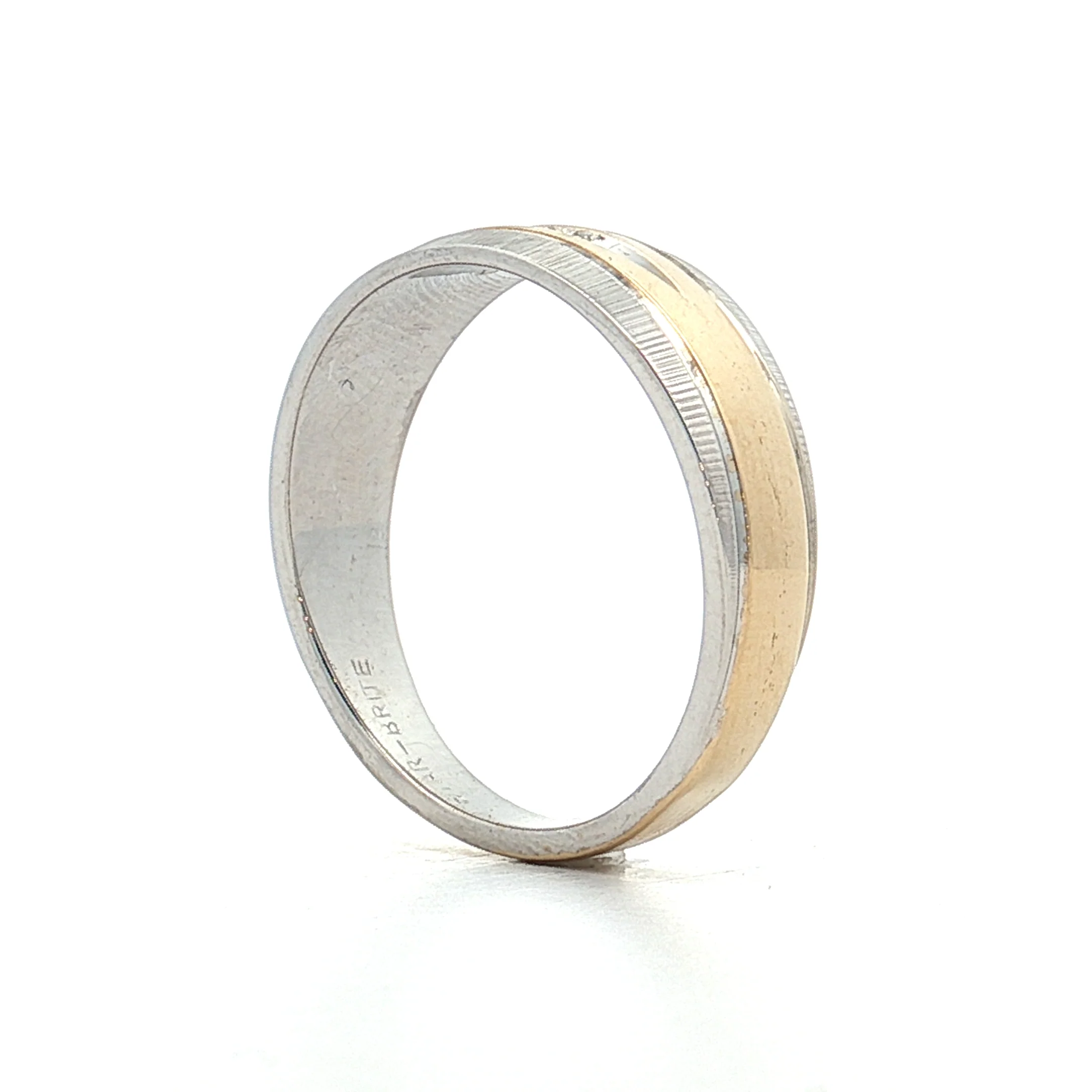 .12 Vintage Mens Diamond Wedding Band Two-Tone 14k - Image 5