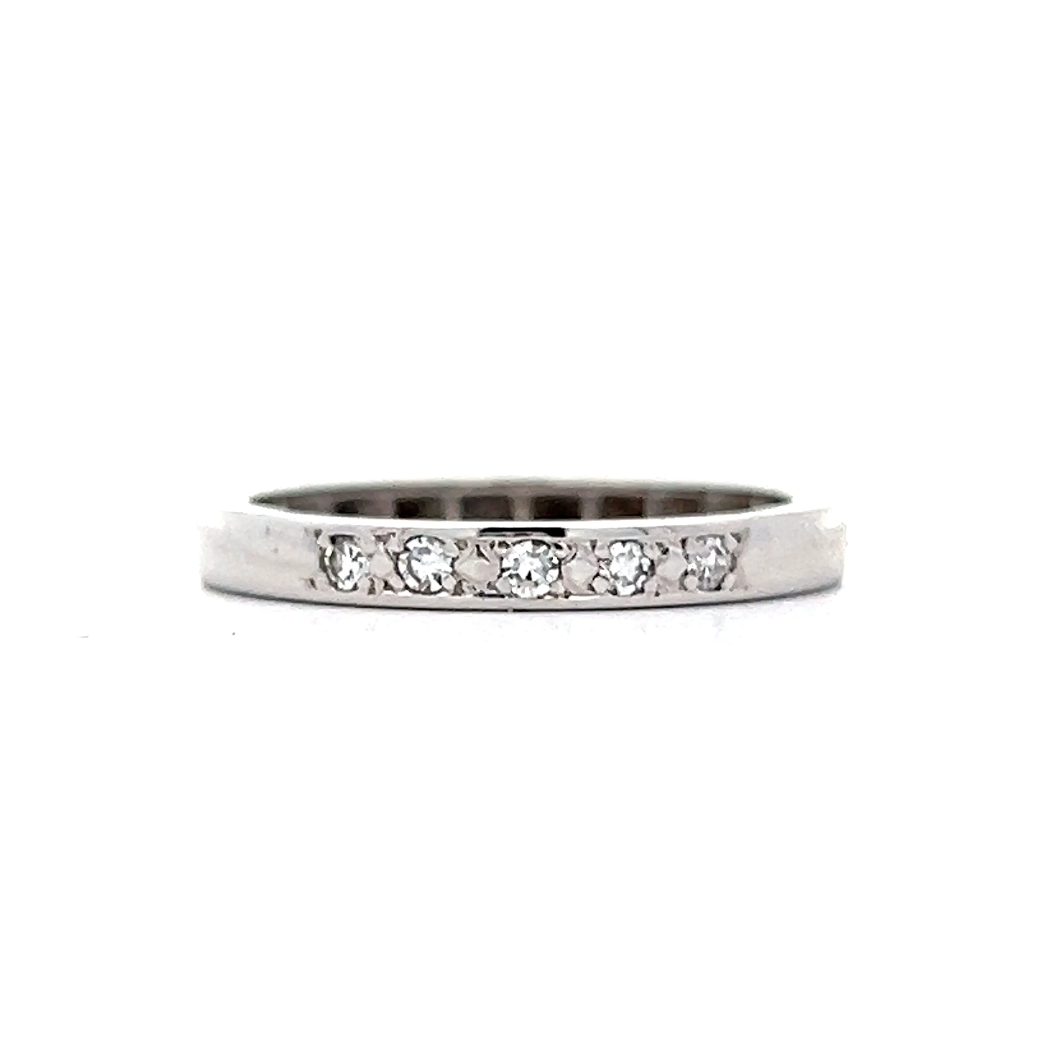 .125 Vintage Single Cut Diamond Band in 14k White Gold