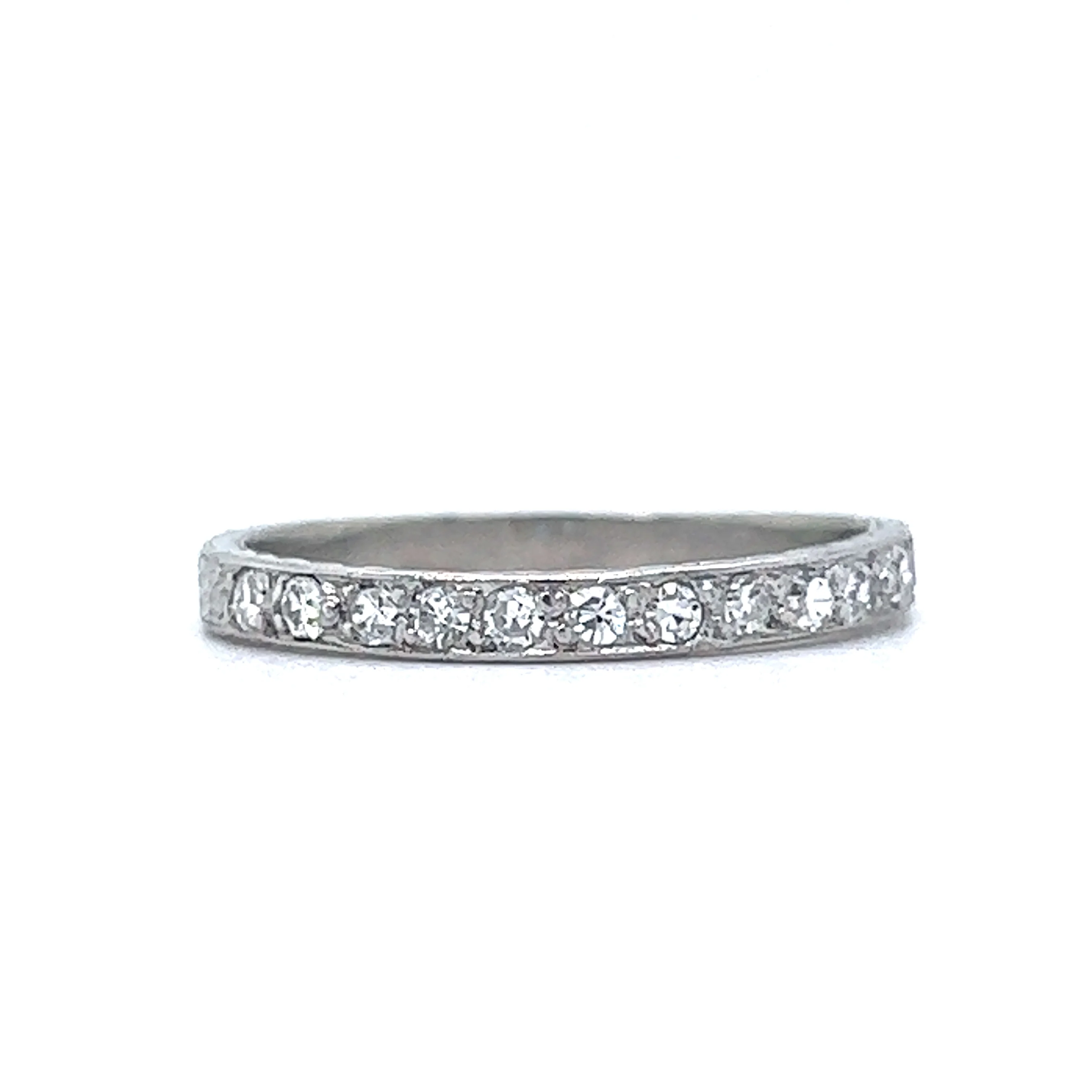 Vintage Art Deco Single Cut Diamond Wedding Band in Platinum - Image 2