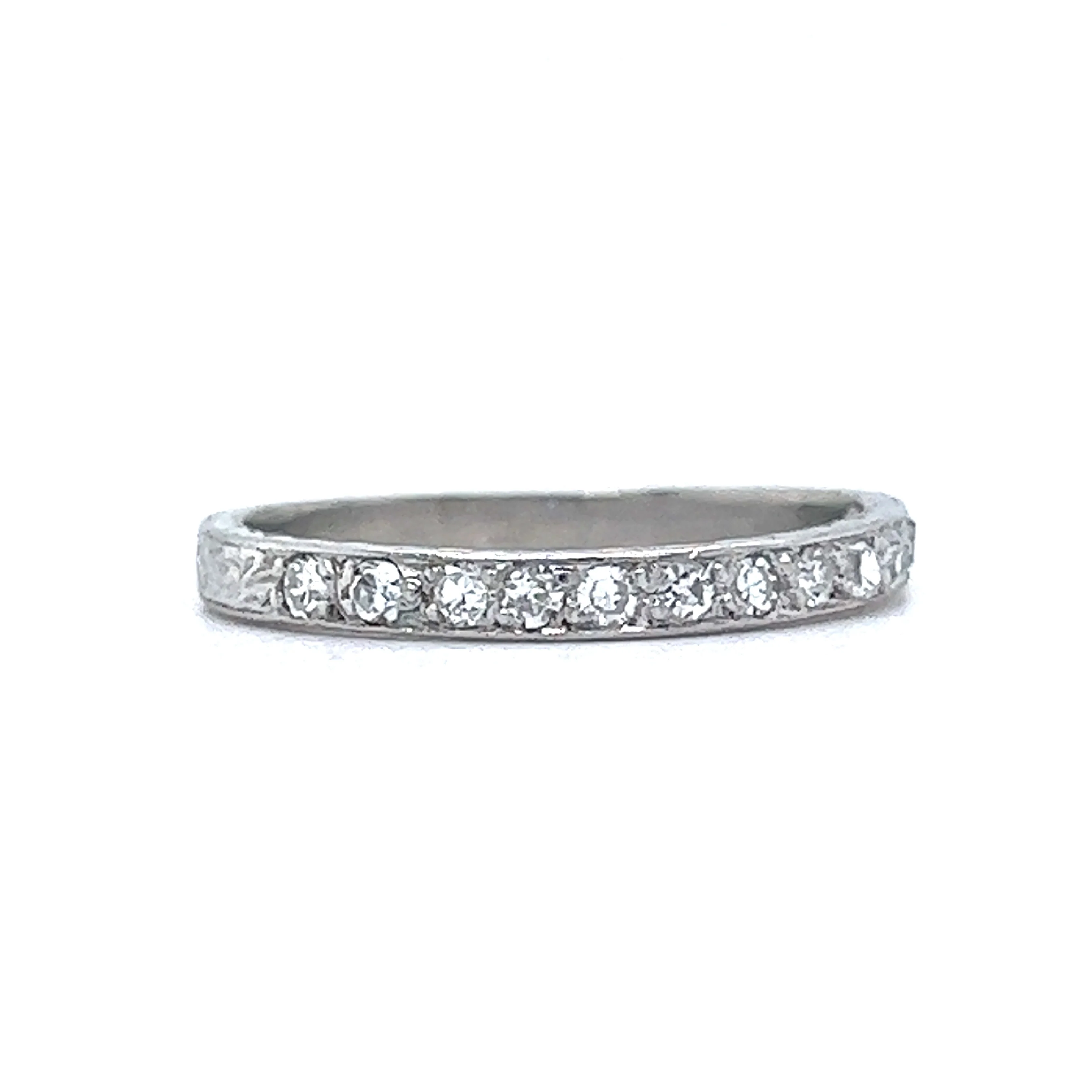 Vintage Art Deco Single Cut Diamond Wedding Band in Platinum - Image 3