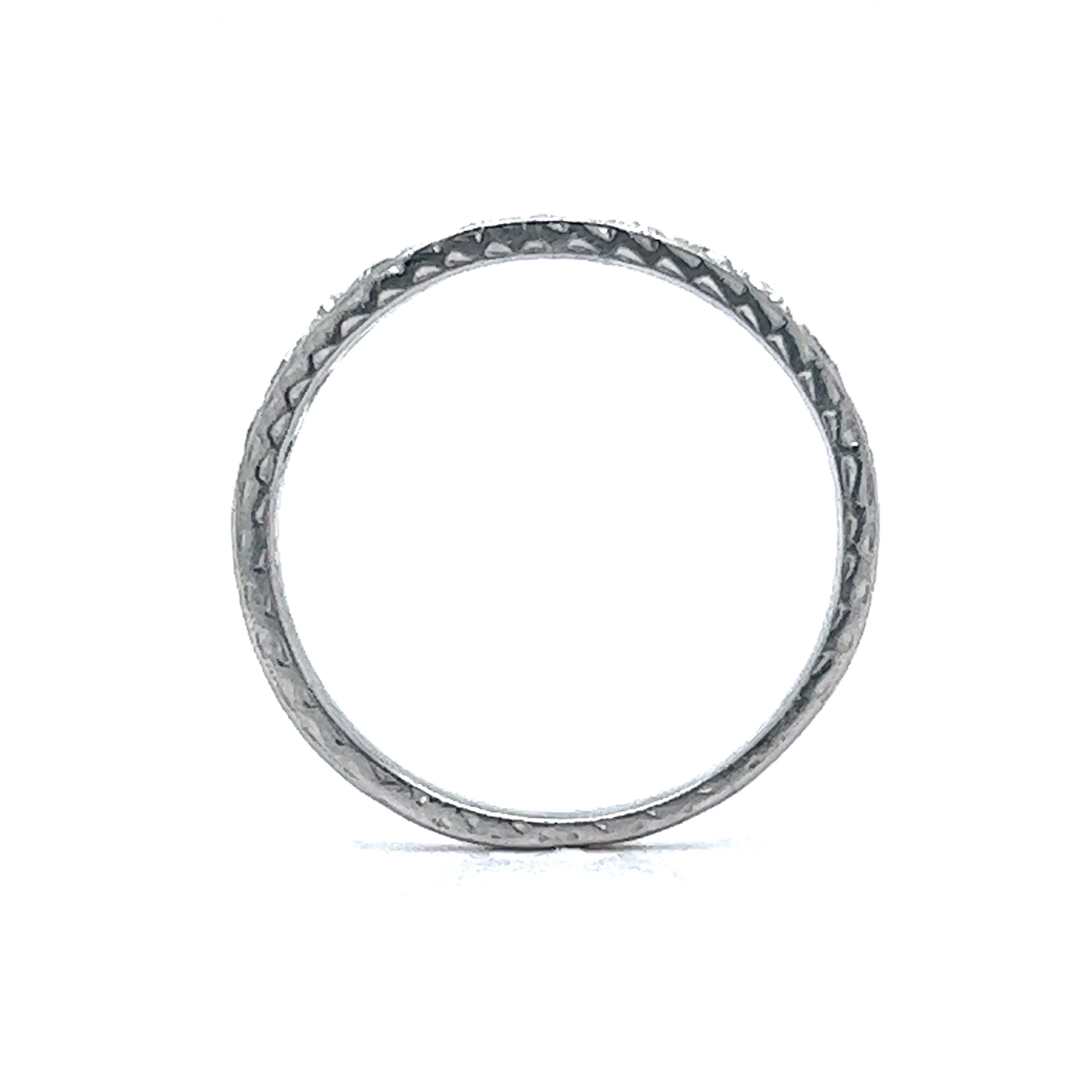 Vintage Art Deco Single Cut Diamond Wedding Band in Platinum - Image 4