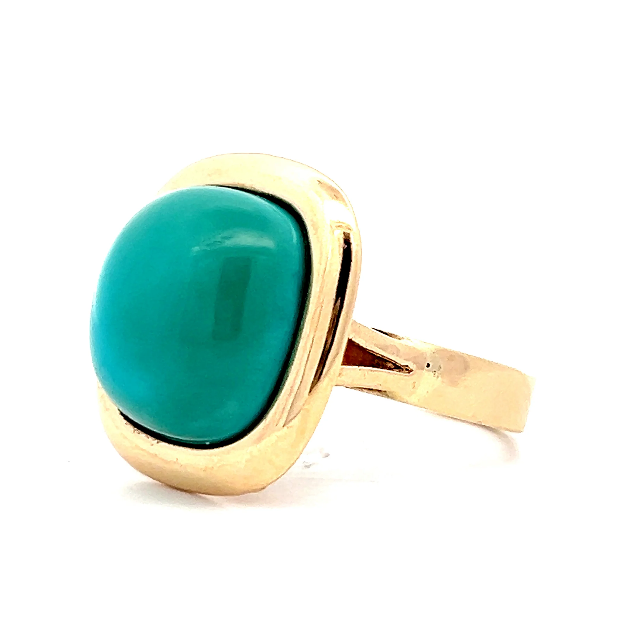 13.20 Cabochon Turquoise Statement Cocktail Ring in 14k - Image 2