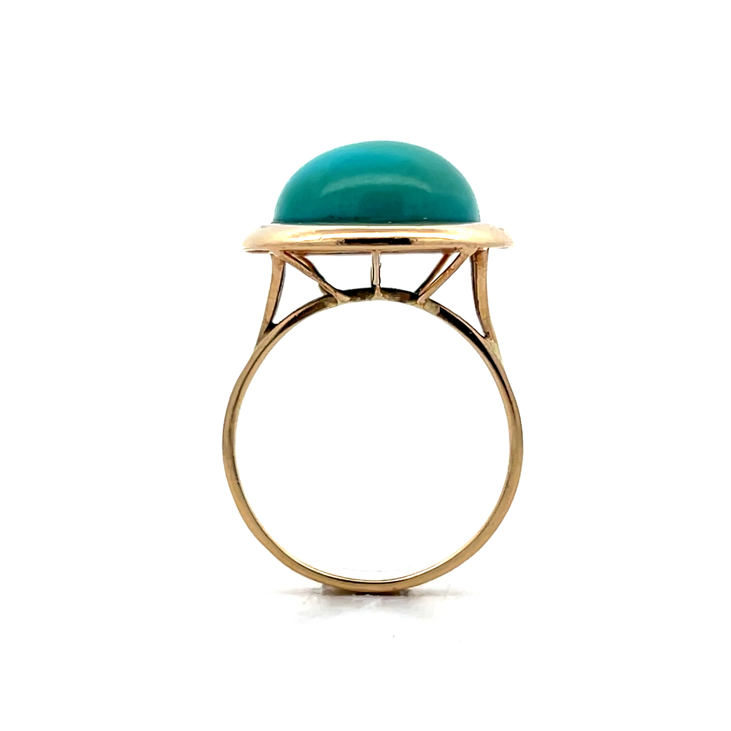 13.20 Cabochon Turquoise Statement Cocktail Ring in 14k - Image 4