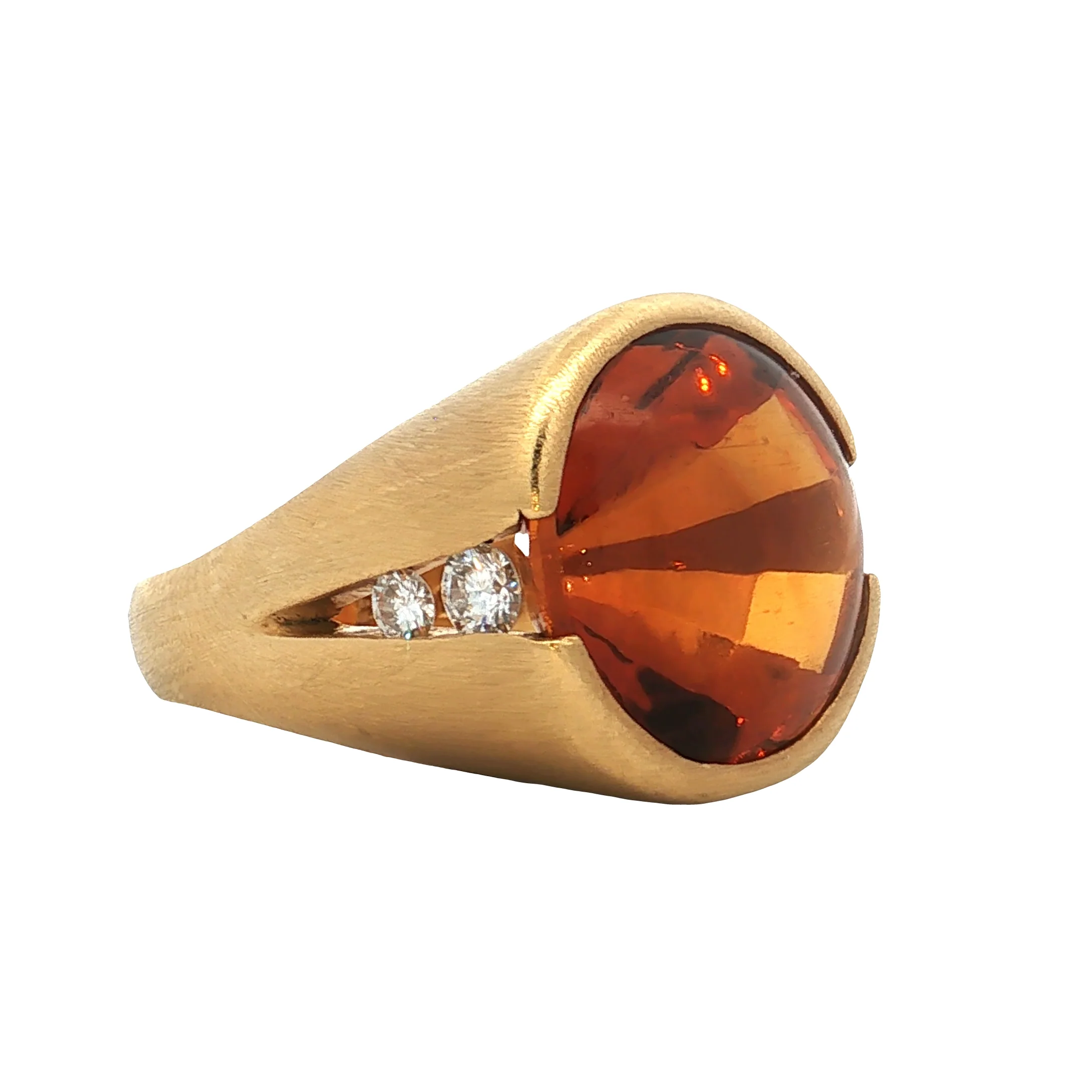 13.60 Cabochon Citrine Cocktail Ring 18k Yellow Gold - Image 3