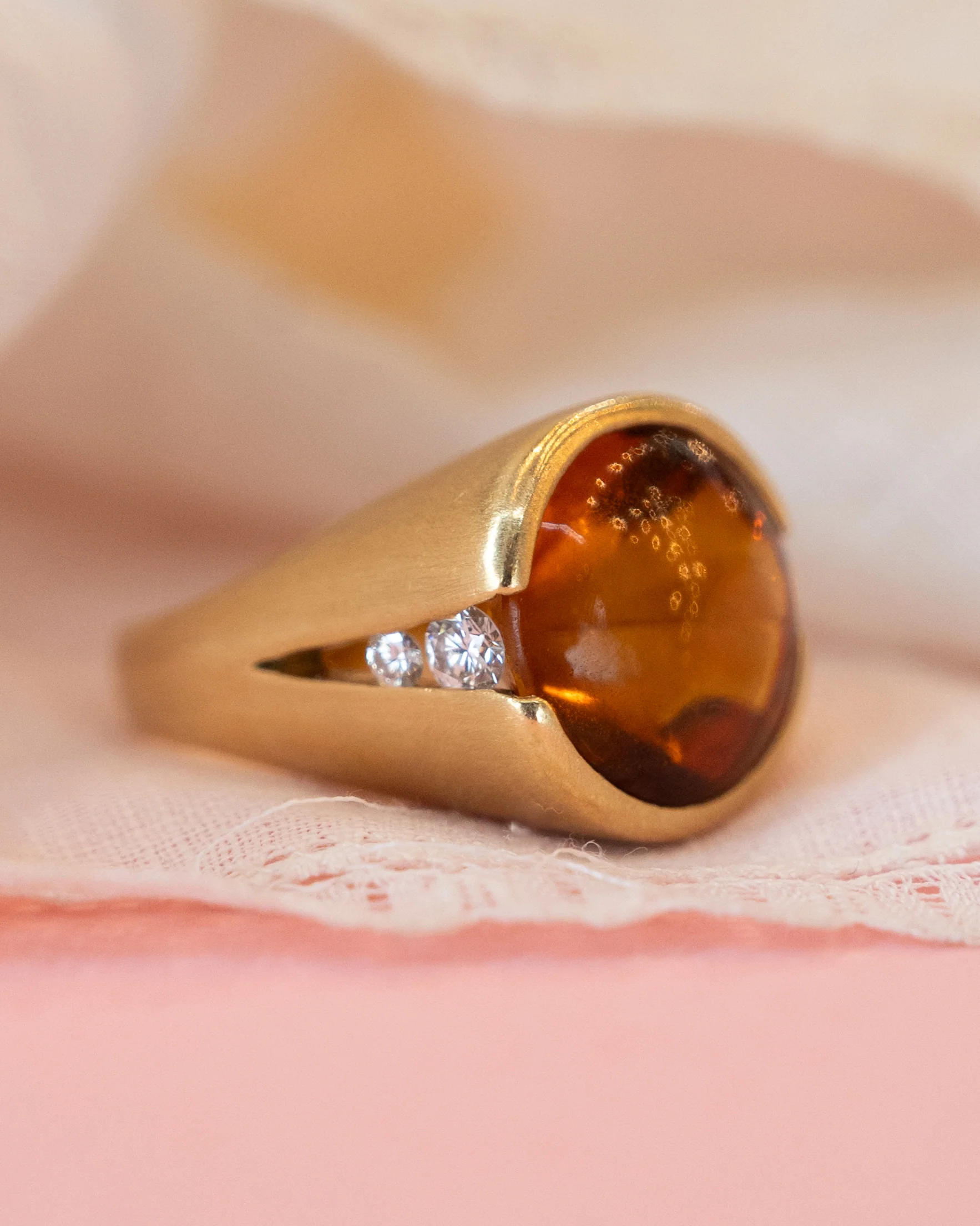 13.60 Cabochon Citrine Cocktail Ring 18k Yellow Gold - Image 6