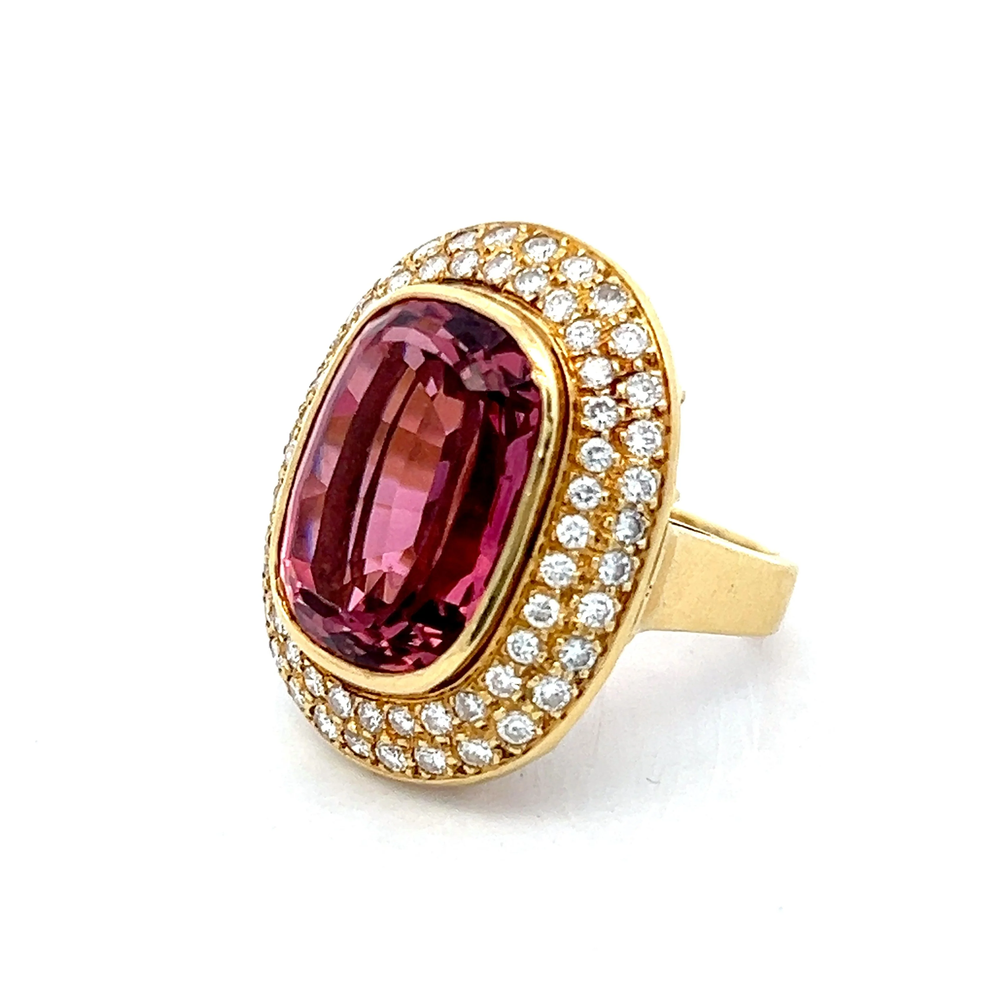 13.70 Oval Tourmaline Cocktail Ring in 18k Yellow Gold - Image 2