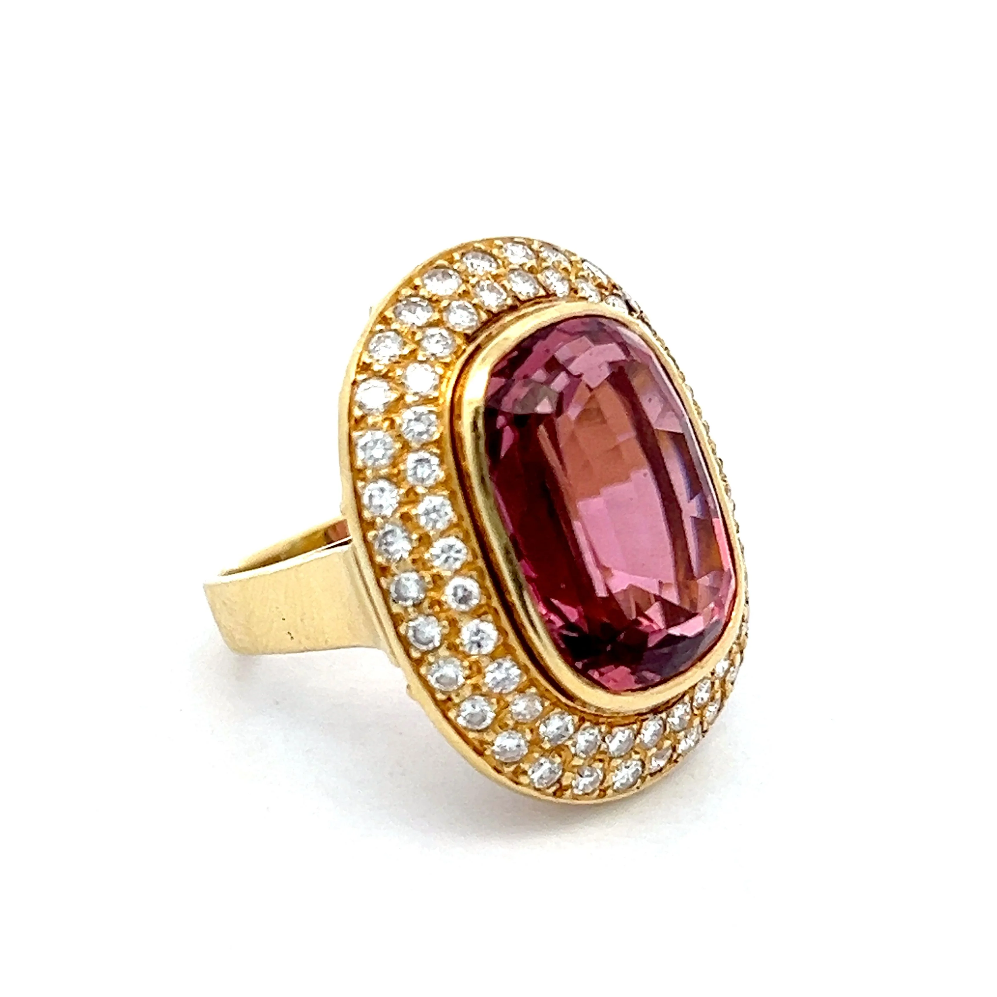 13.70 Oval Tourmaline Cocktail Ring in 18k Yellow Gold - Image 3