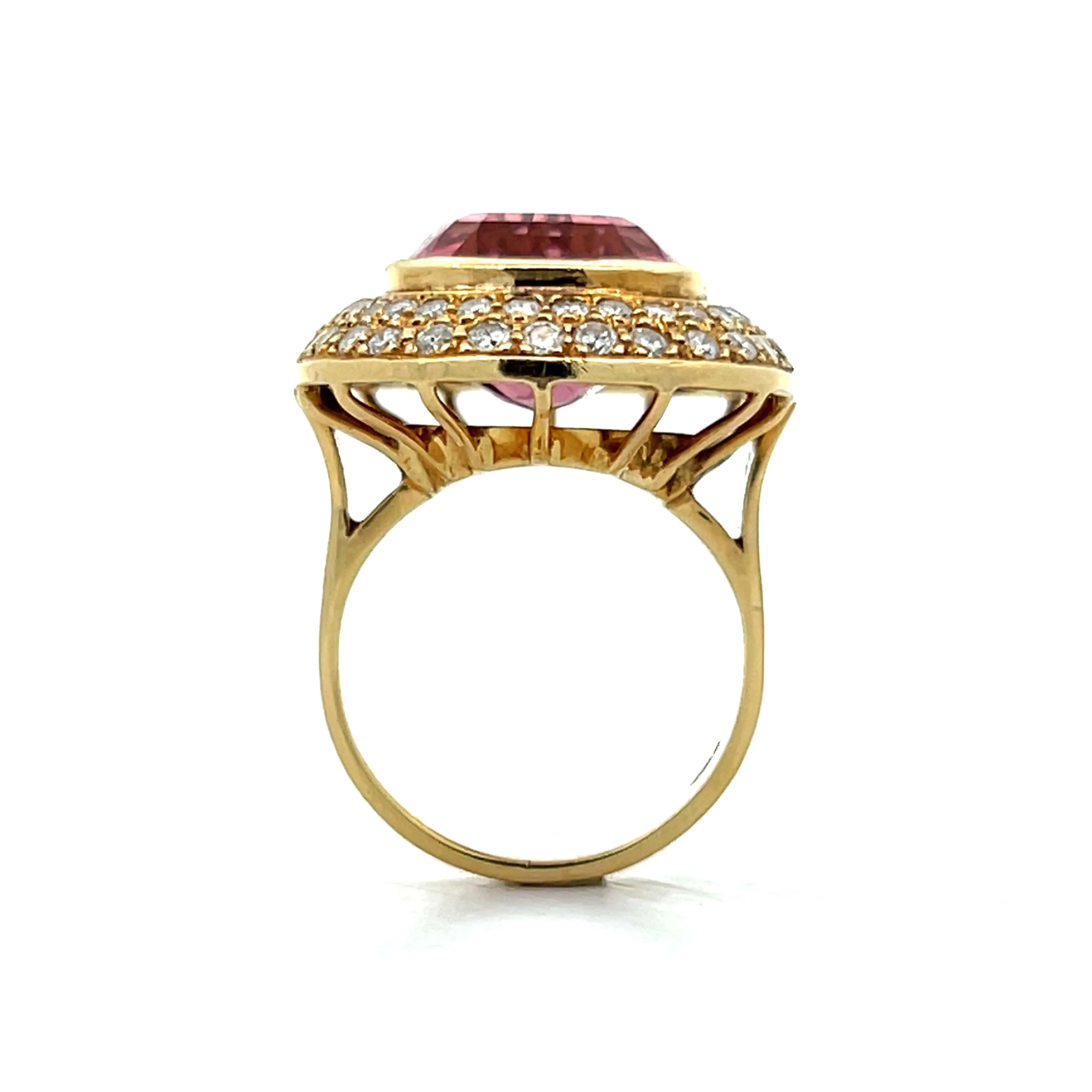 13.70 Oval Tourmaline Cocktail Ring in 18k Yellow Gold - Image 4
